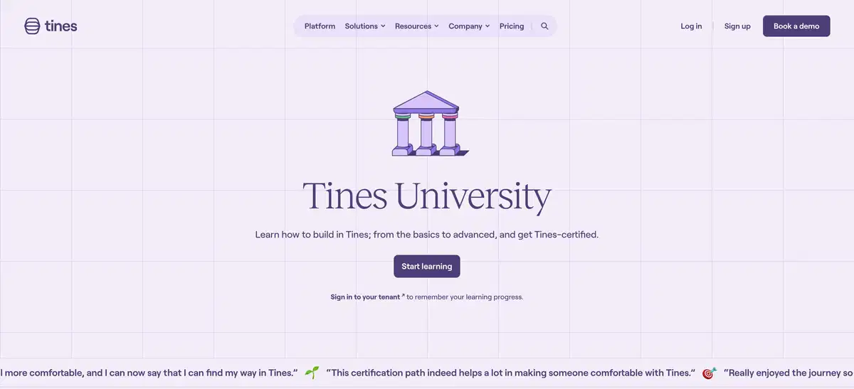 Tines University Page Hero Section