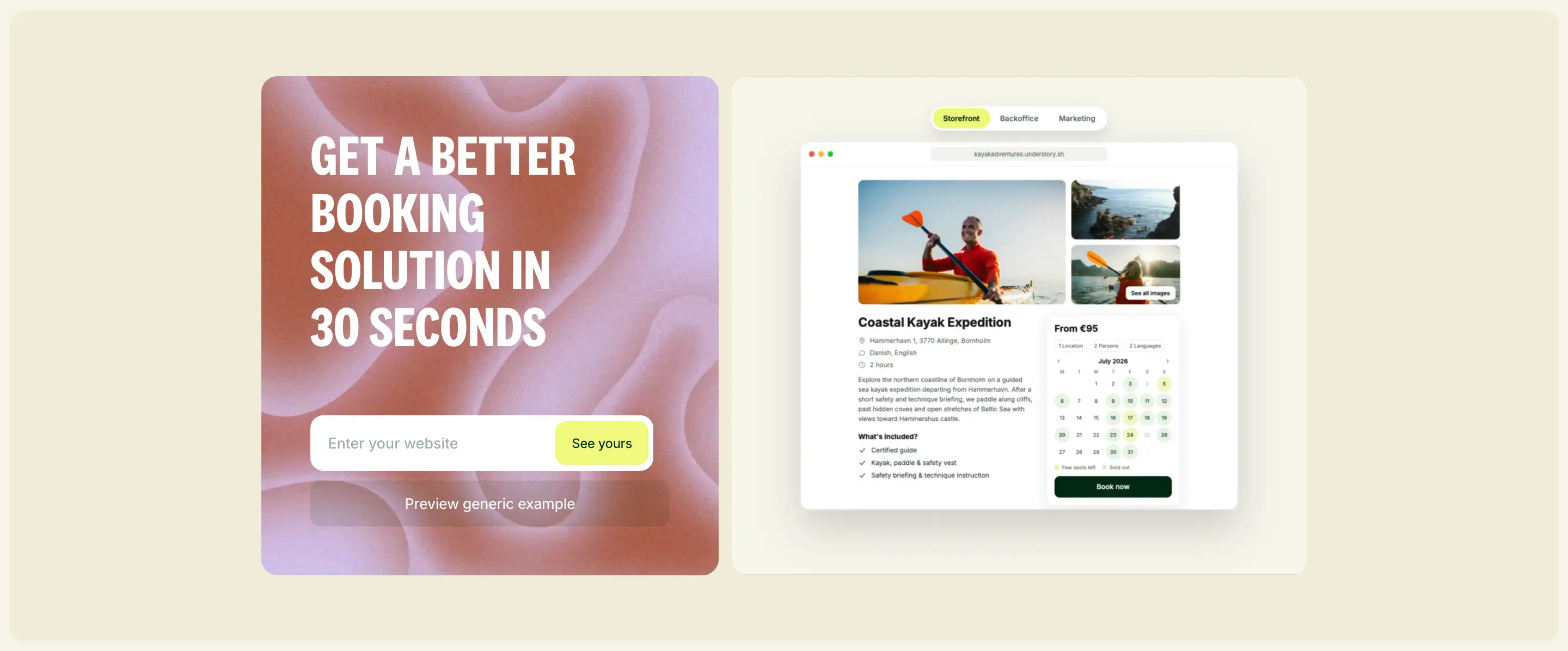 Understory Booking Demo Design
