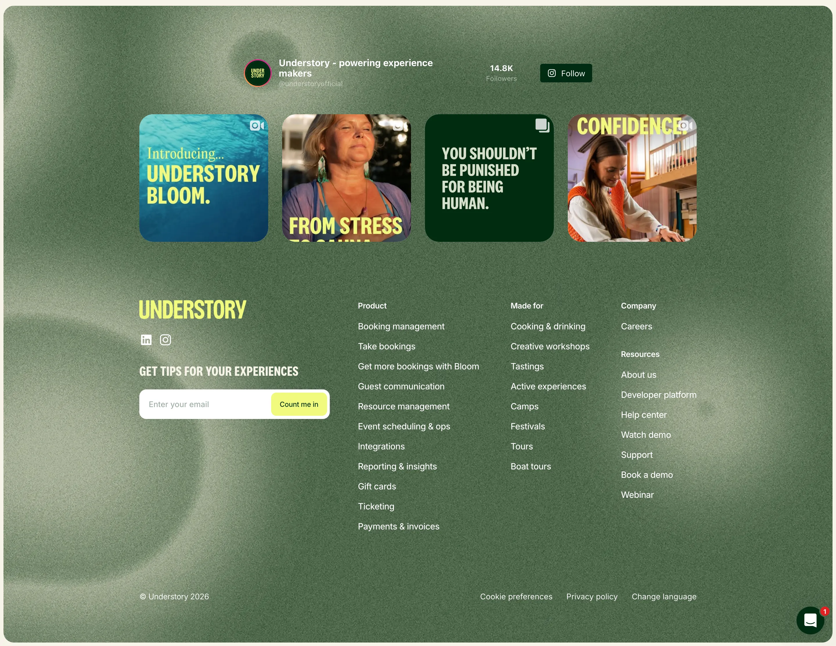 Understory Experience Footer Design