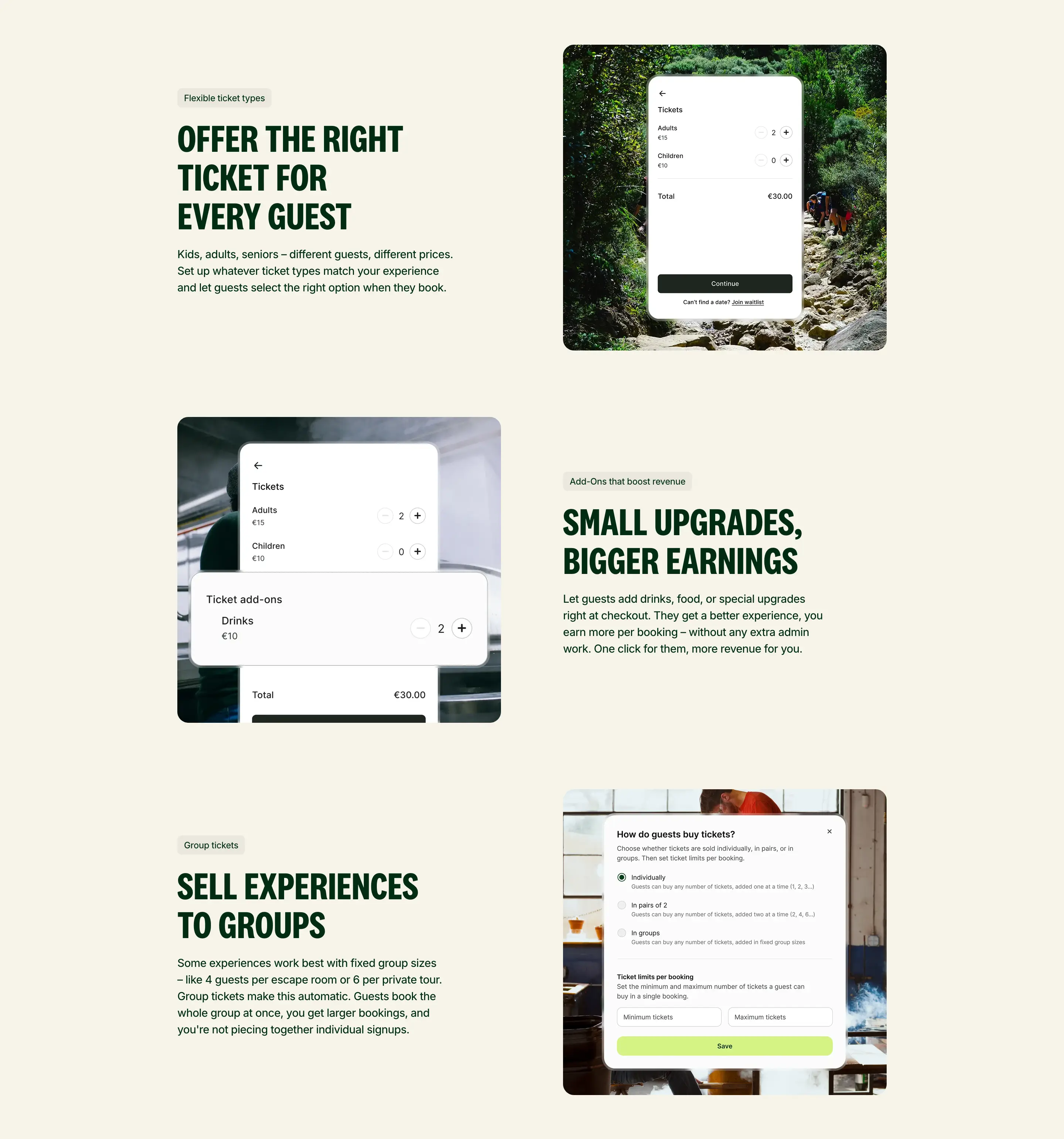 Understory Ticketing Feature Grid Design