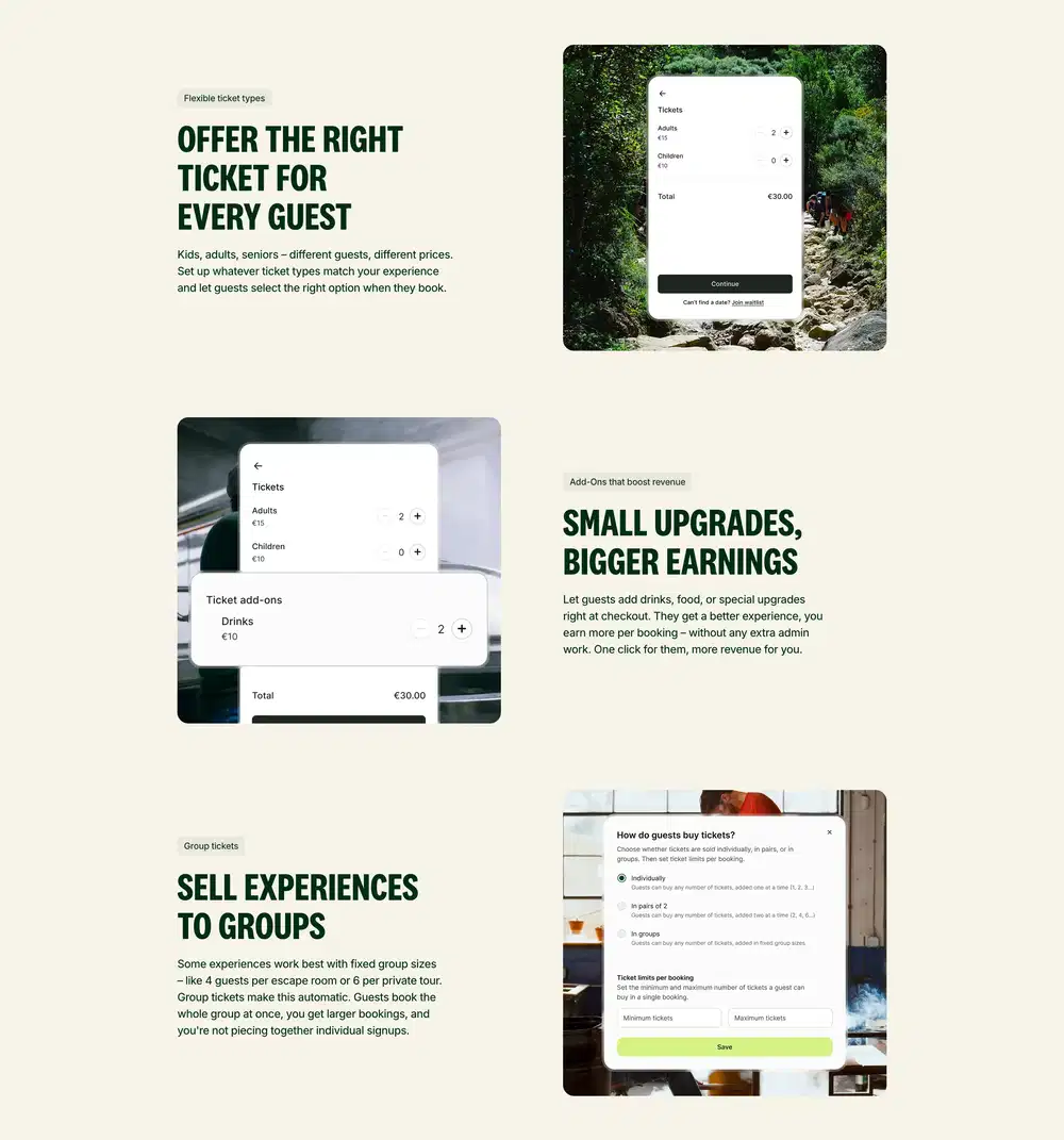 Understory Ticketing Feature Grid Design