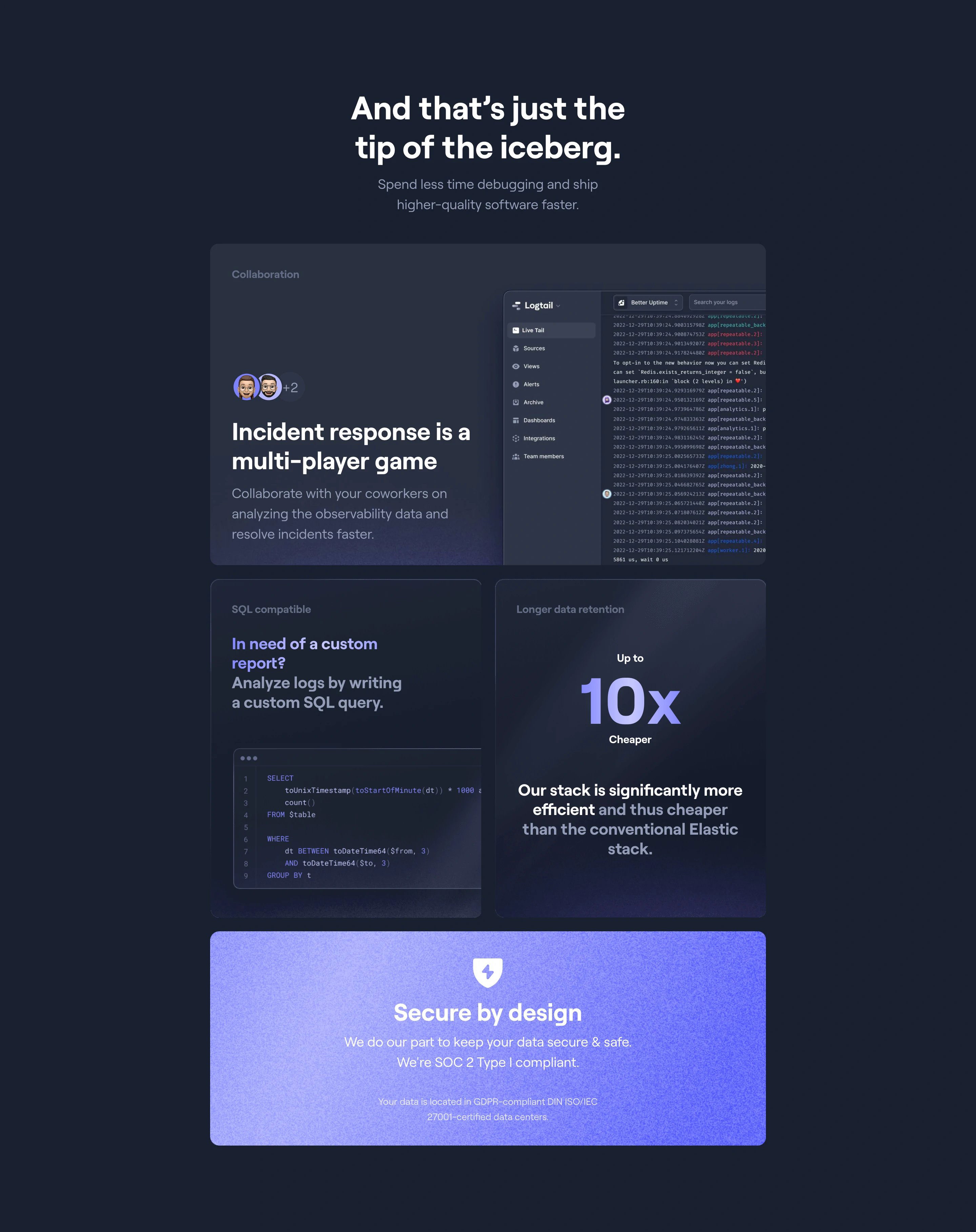 Better Stack Home Page Section Grid Features
