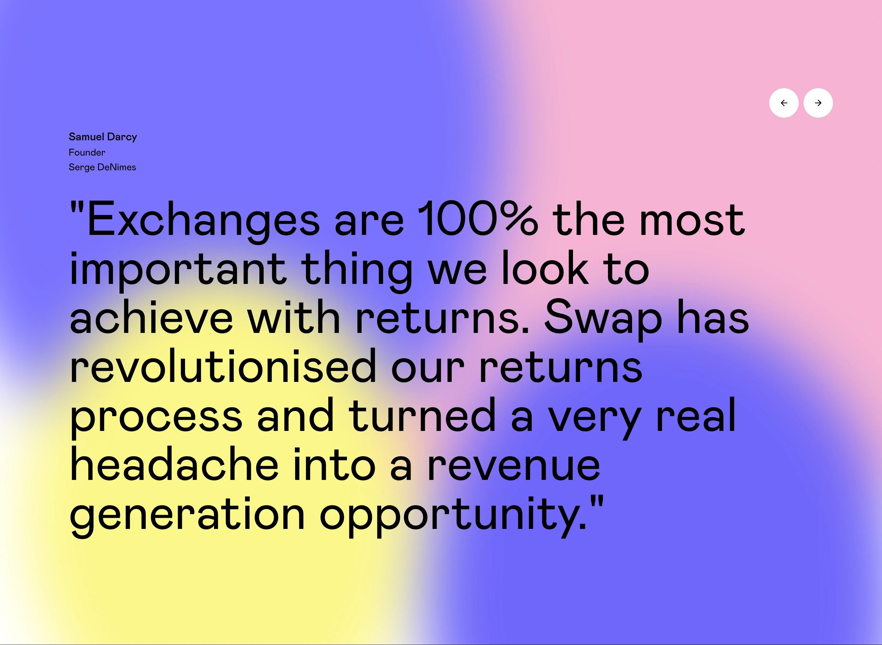 Swap Commerce Home Page Section Testimonial