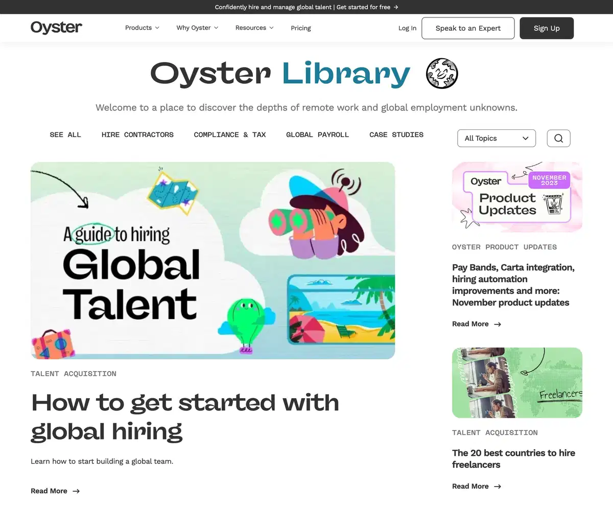 Oyster Library Page Section Hero