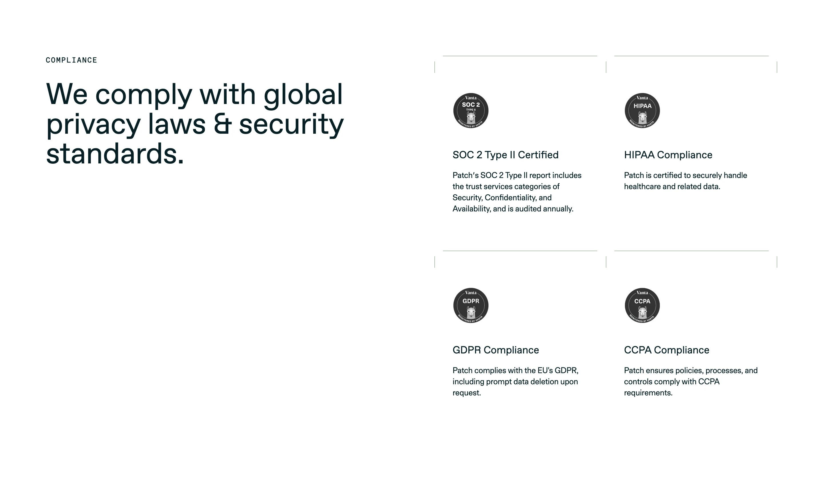 Patch Security Page Section Compliance