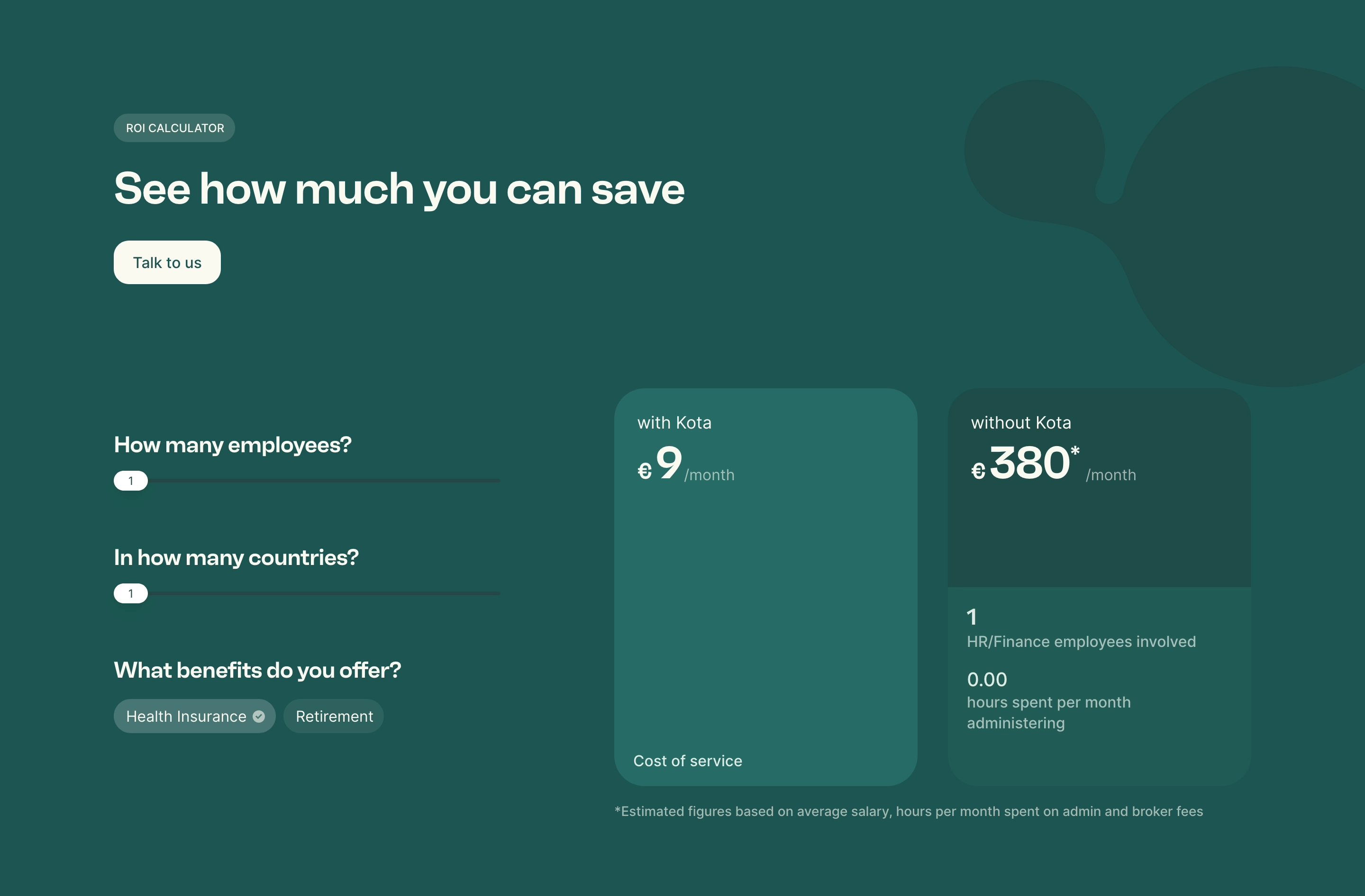 Kota Countries Page Section ROI Calculator