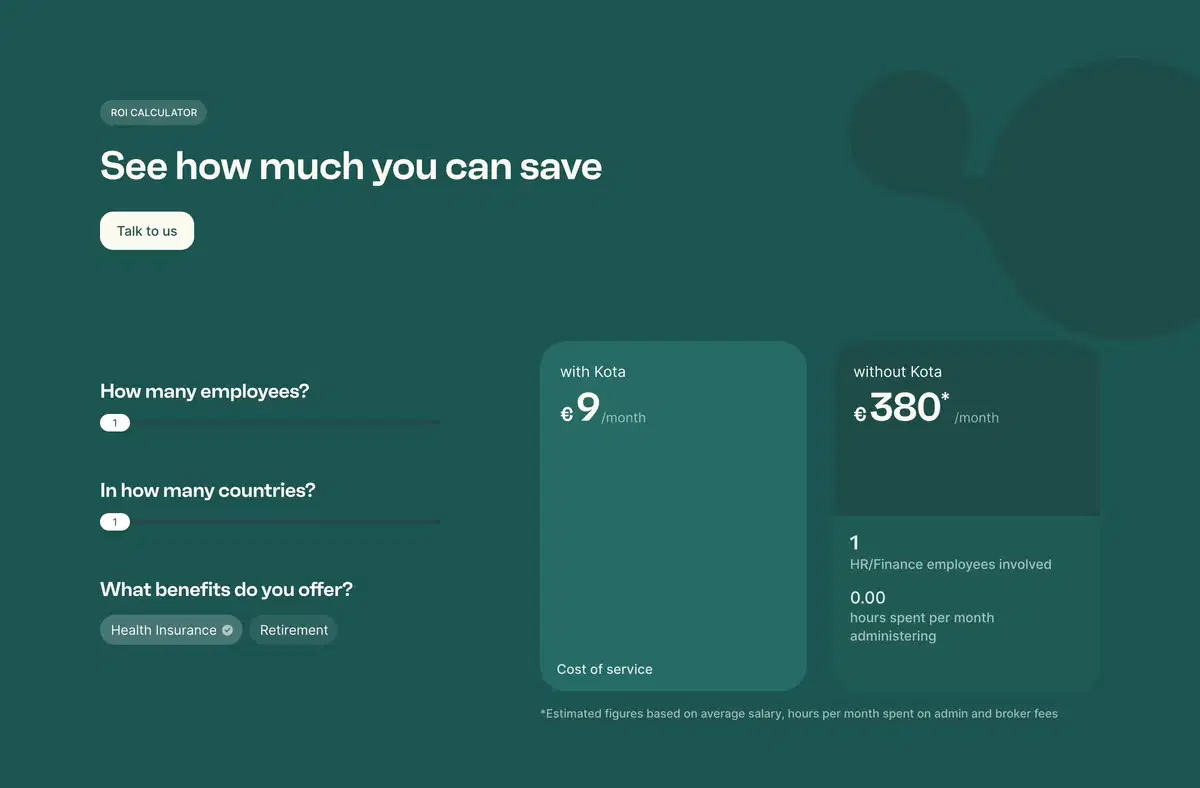 Kota Countries Page Section ROI Calculator