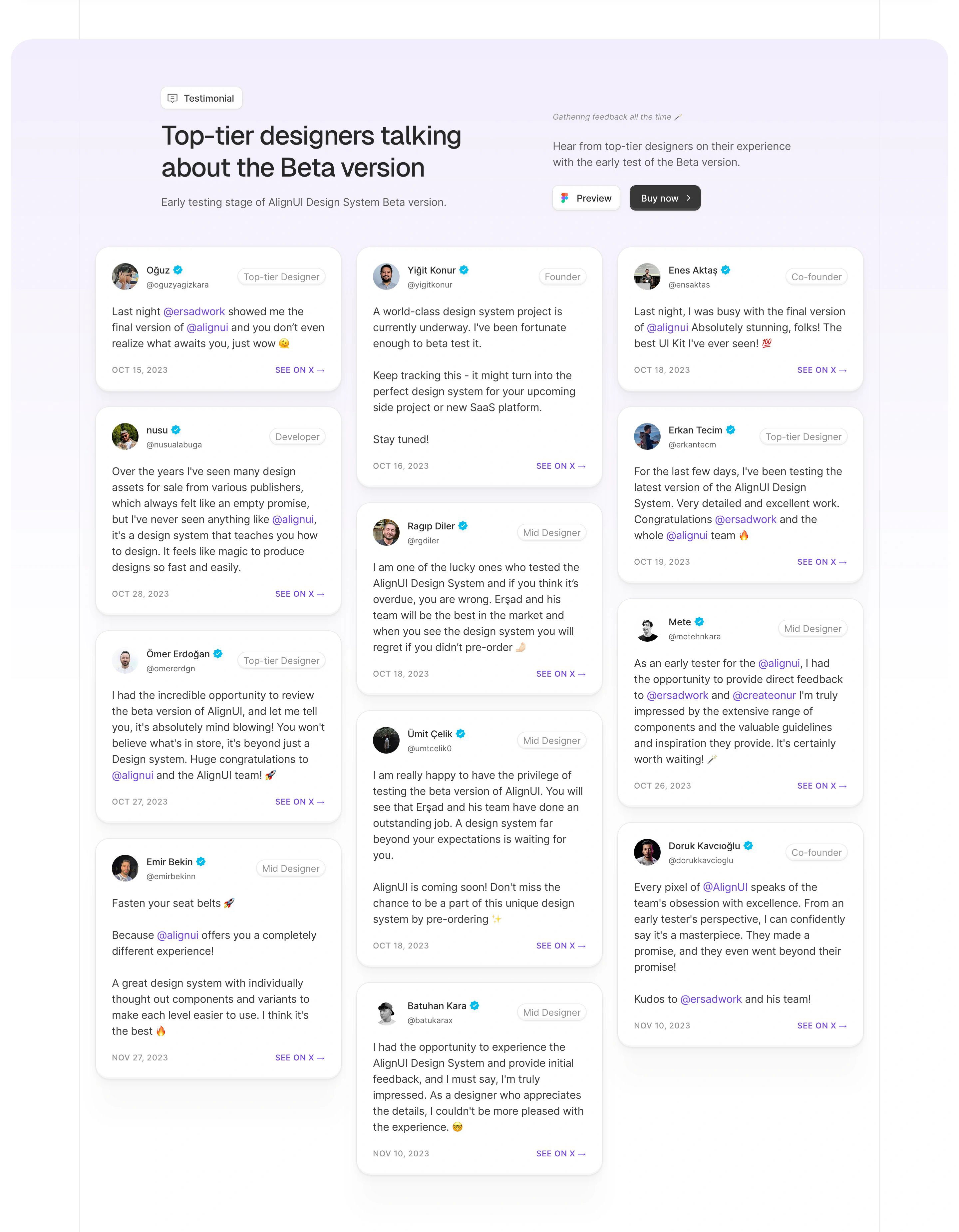 AlignUI Home Page Section Testimonials
