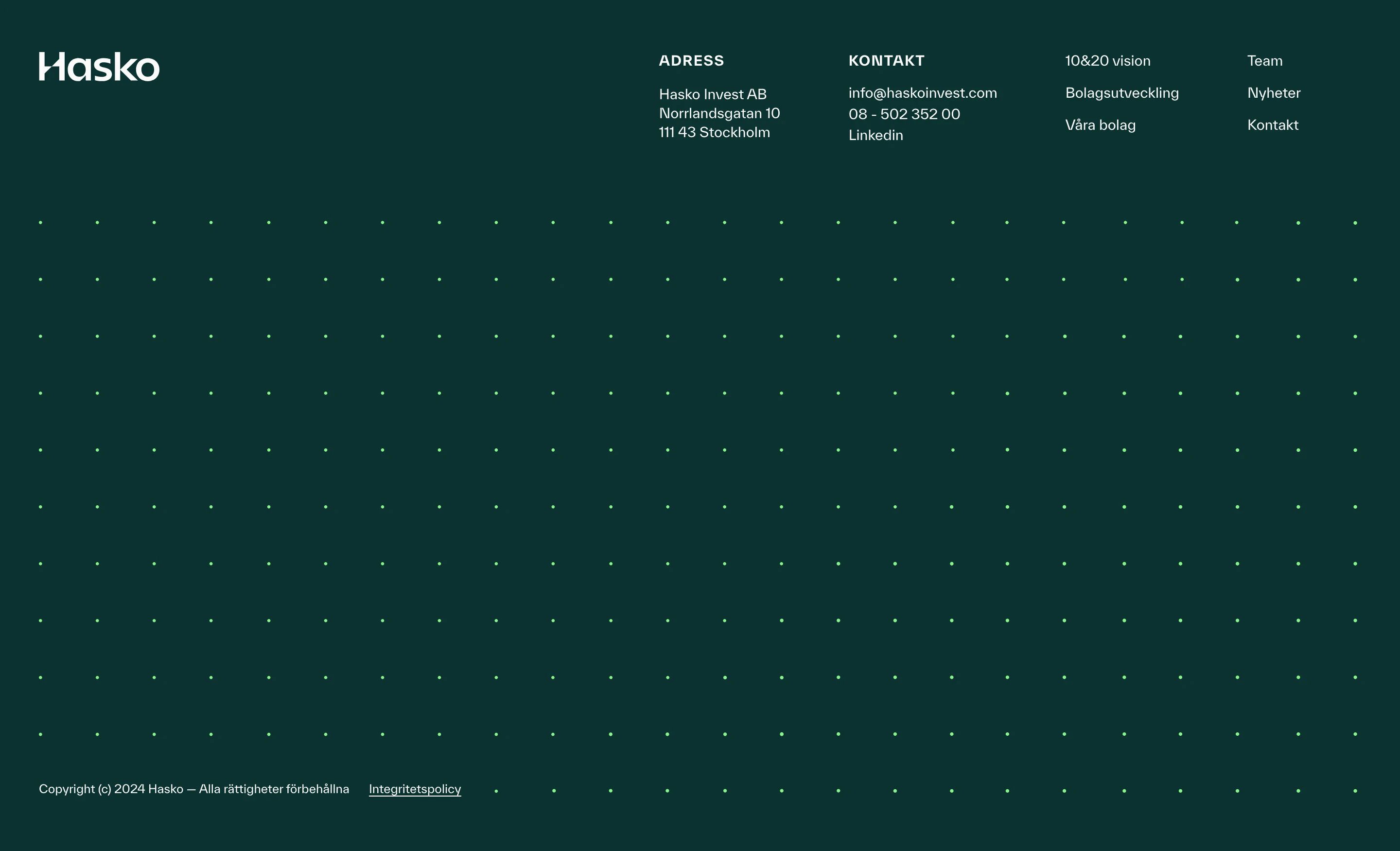 Hasko Home Page Section Footer