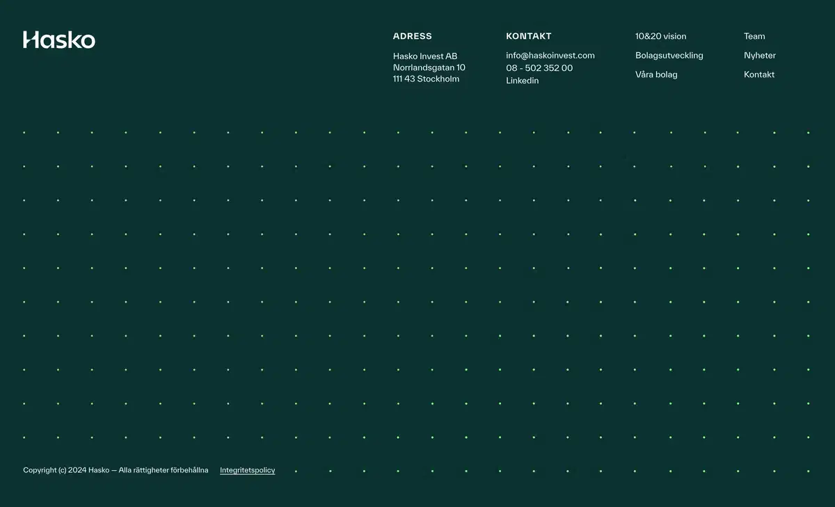 Hasko Home Page Section Footer