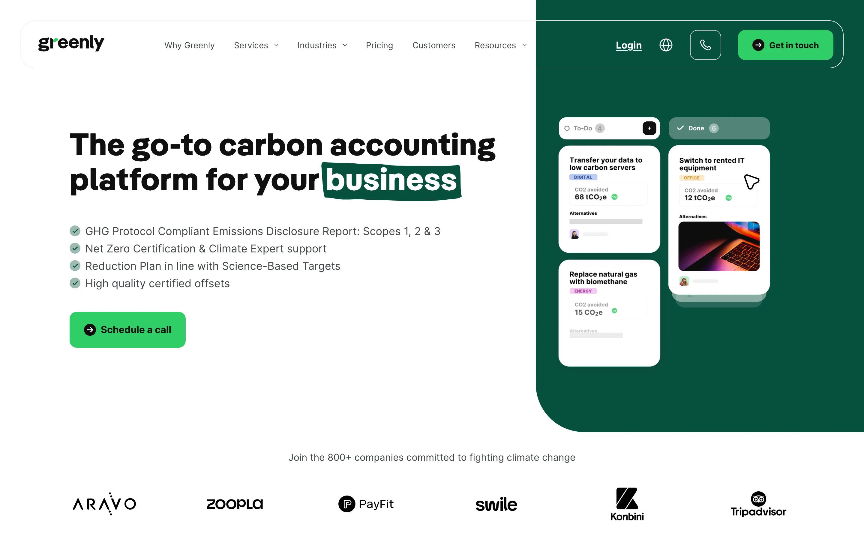 Greenly Home Page Hero Section