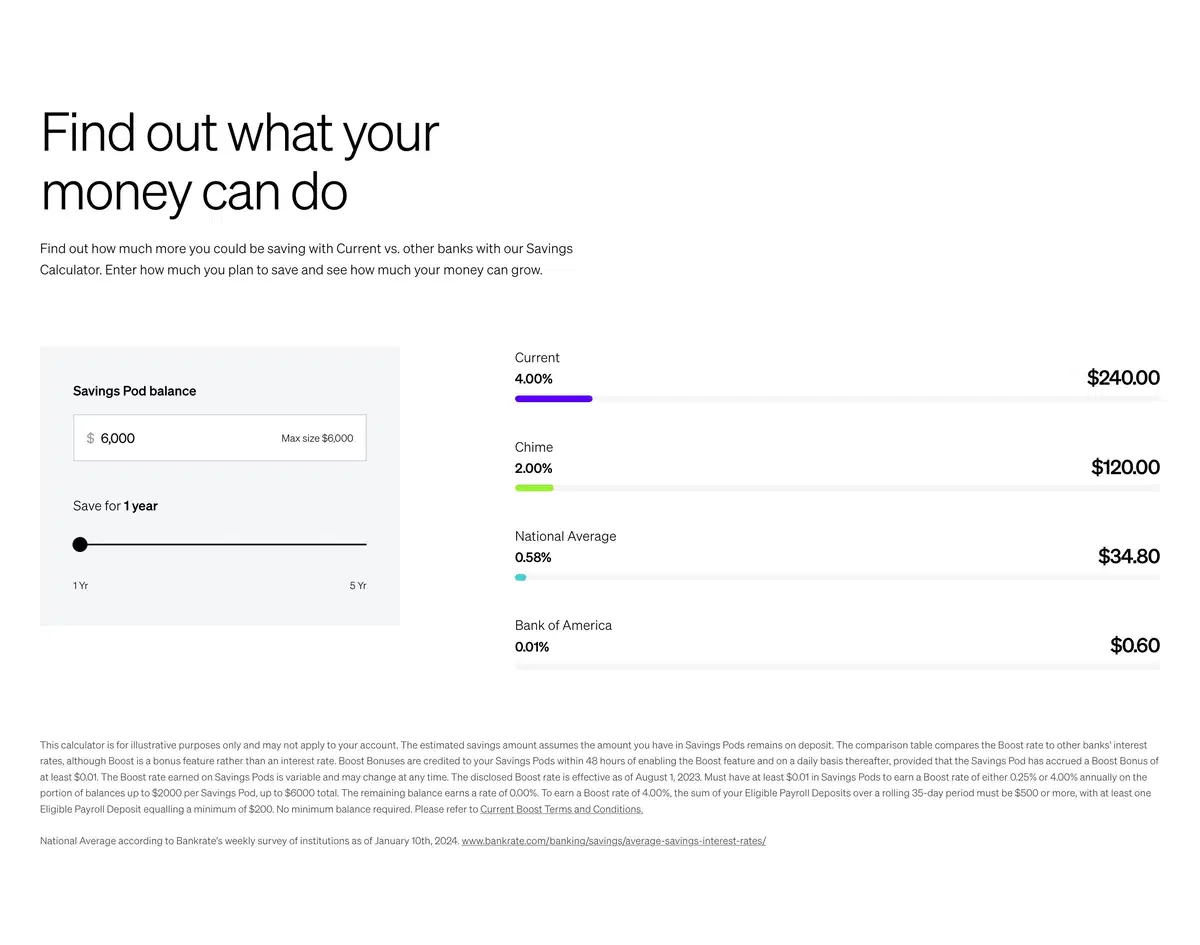 Current Savings Page Section Calculator