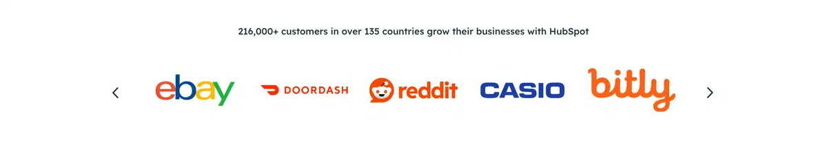 HubSpot Home Page Section Customers Logo