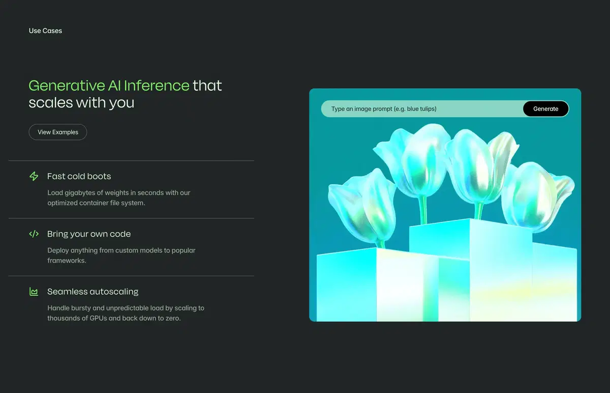 Modal Home Page Section Generative AI Inference
