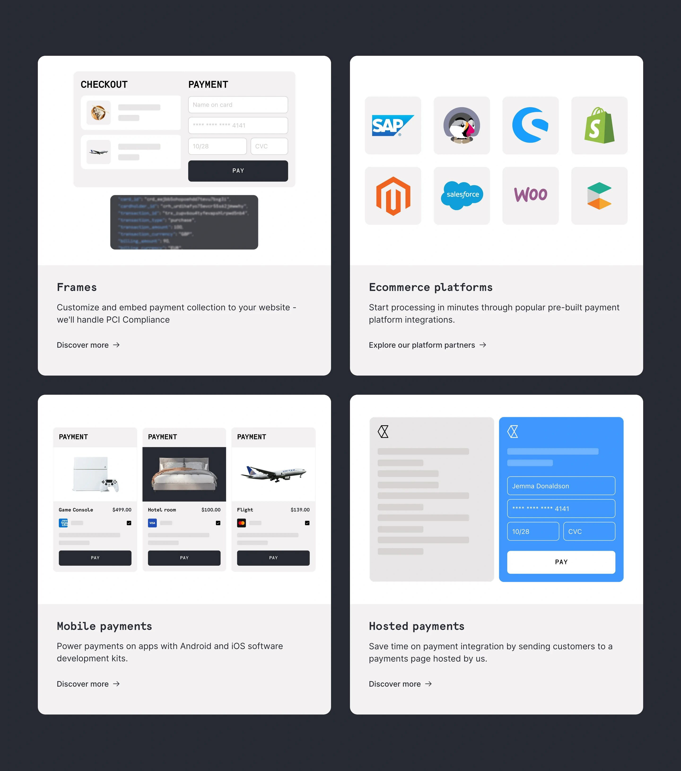 Checkout Integration Page Section Payment Integrations