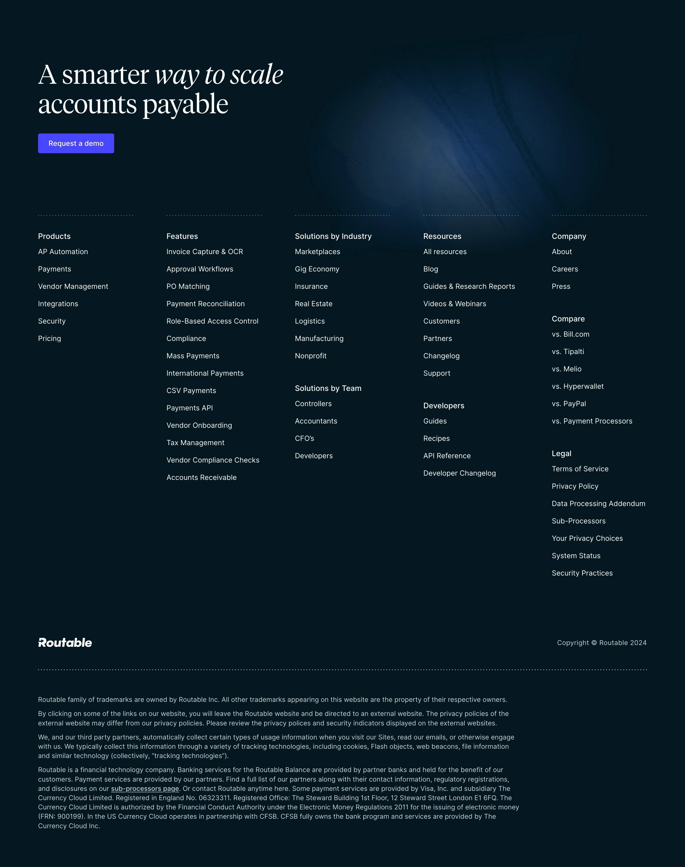 Routable Home Page Section Footer