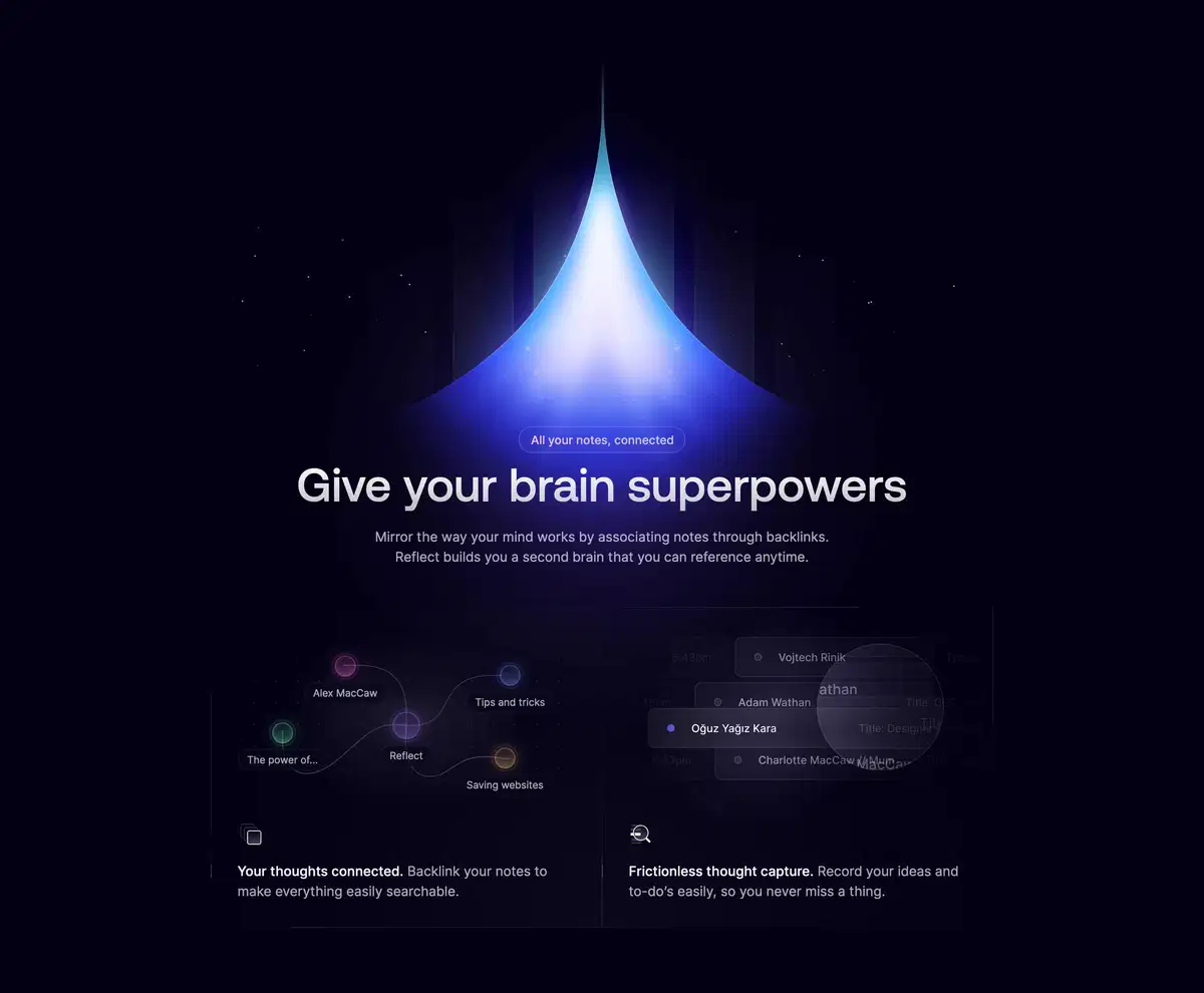 Reflect Home Page Section Superpower Features