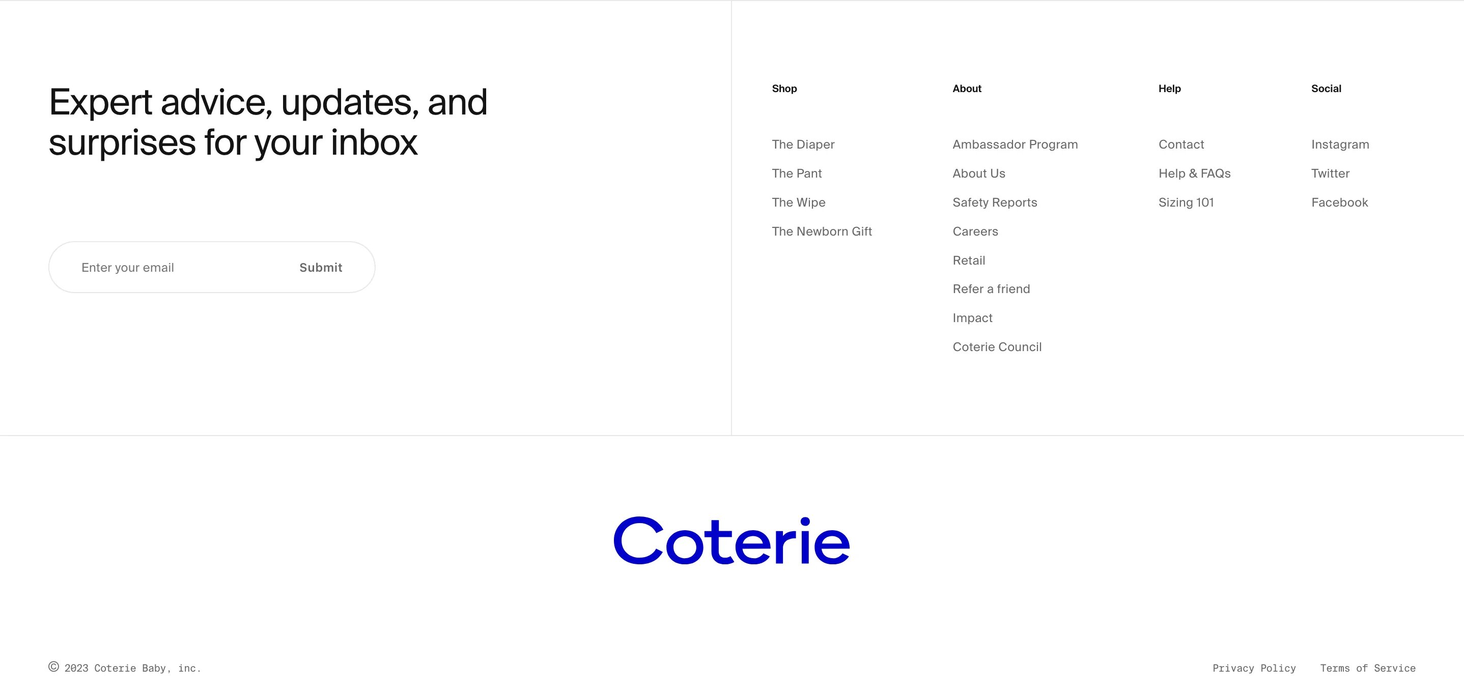 Coterie Home Page Section Footer
