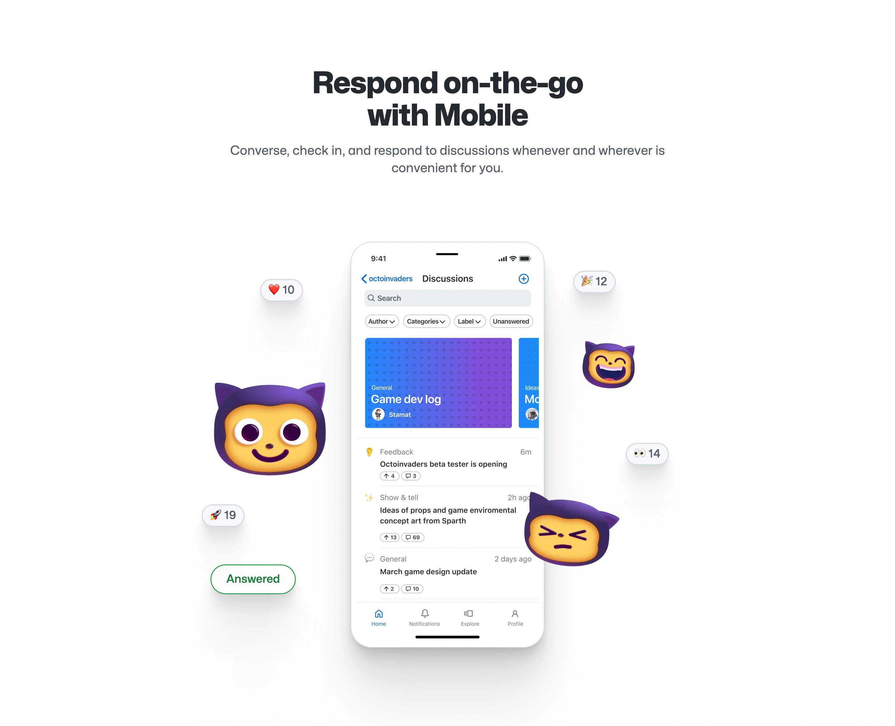 GitHub Discussion Page Section Mobile App
