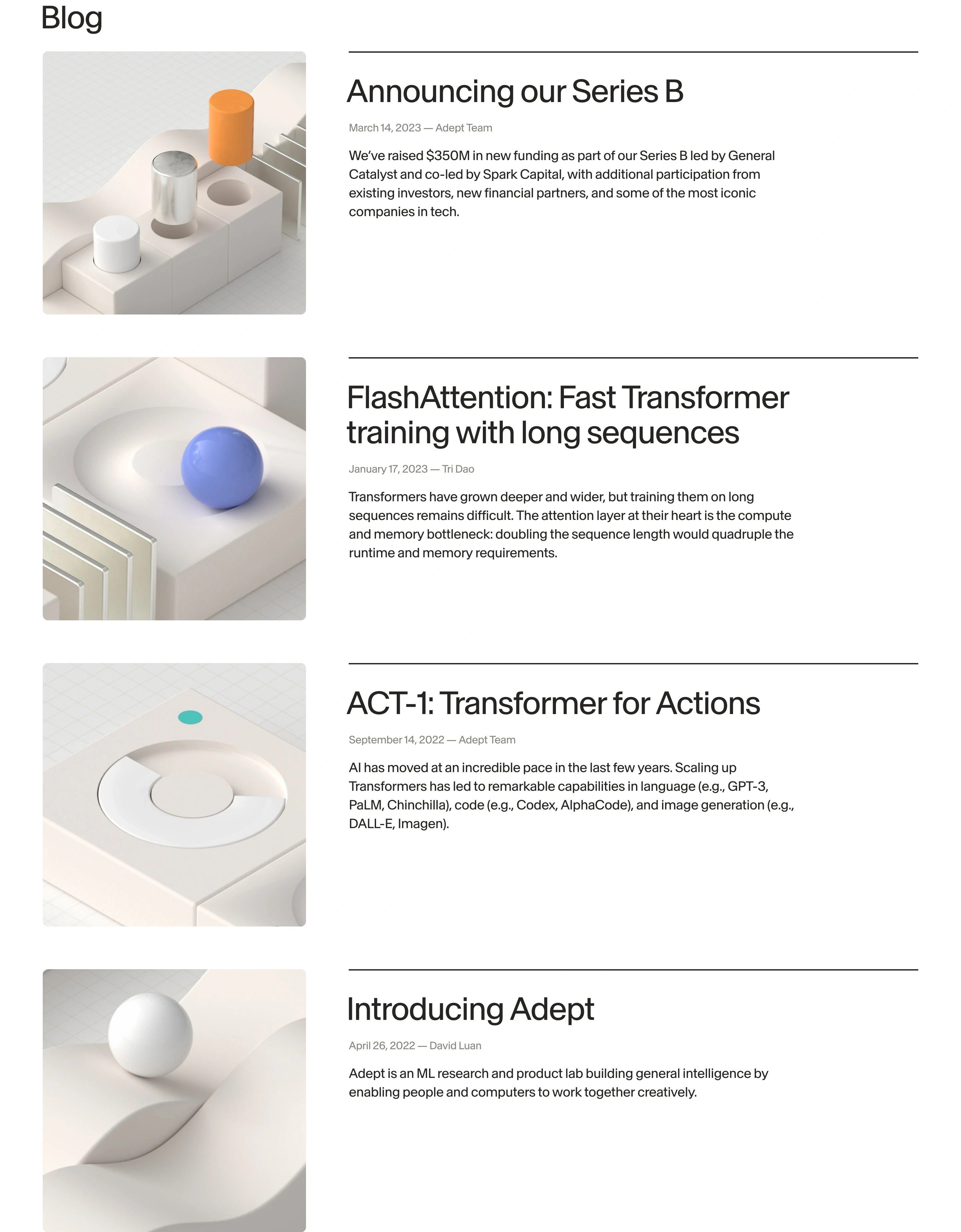 Adept AI Blog Page Section Blogs