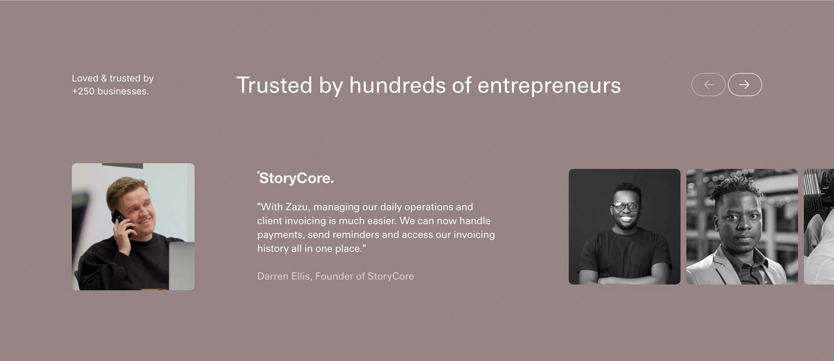 Zazu Home Page Section Testimonials