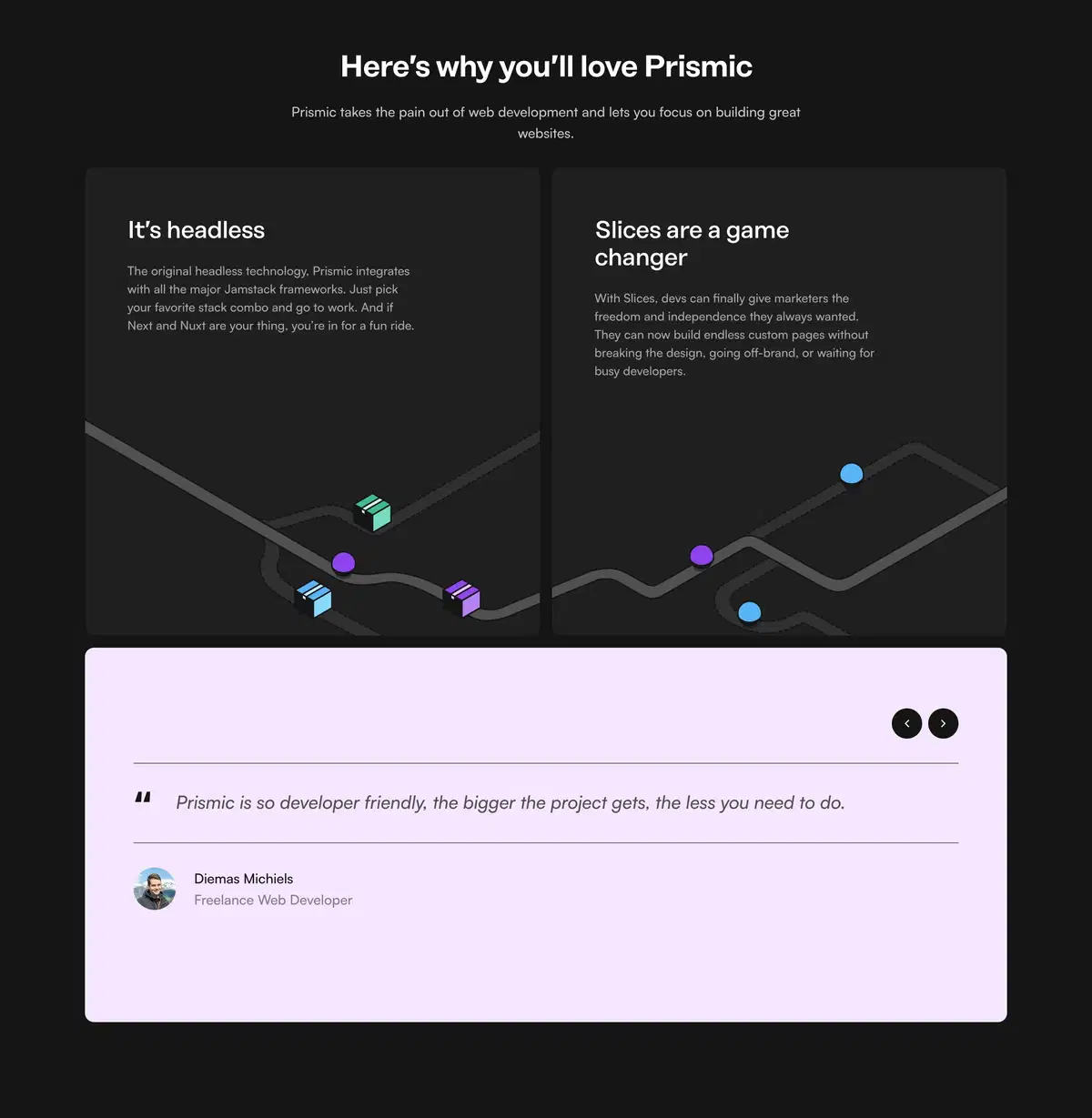 Prismic Developer Page Section Testimonial