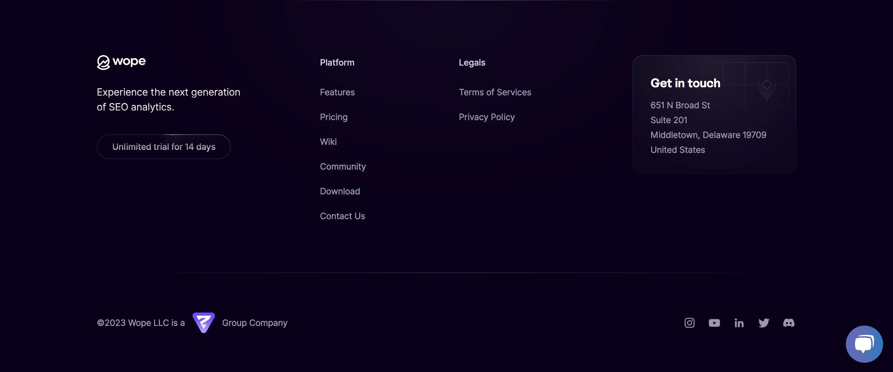 Wope Home Page Section Footer