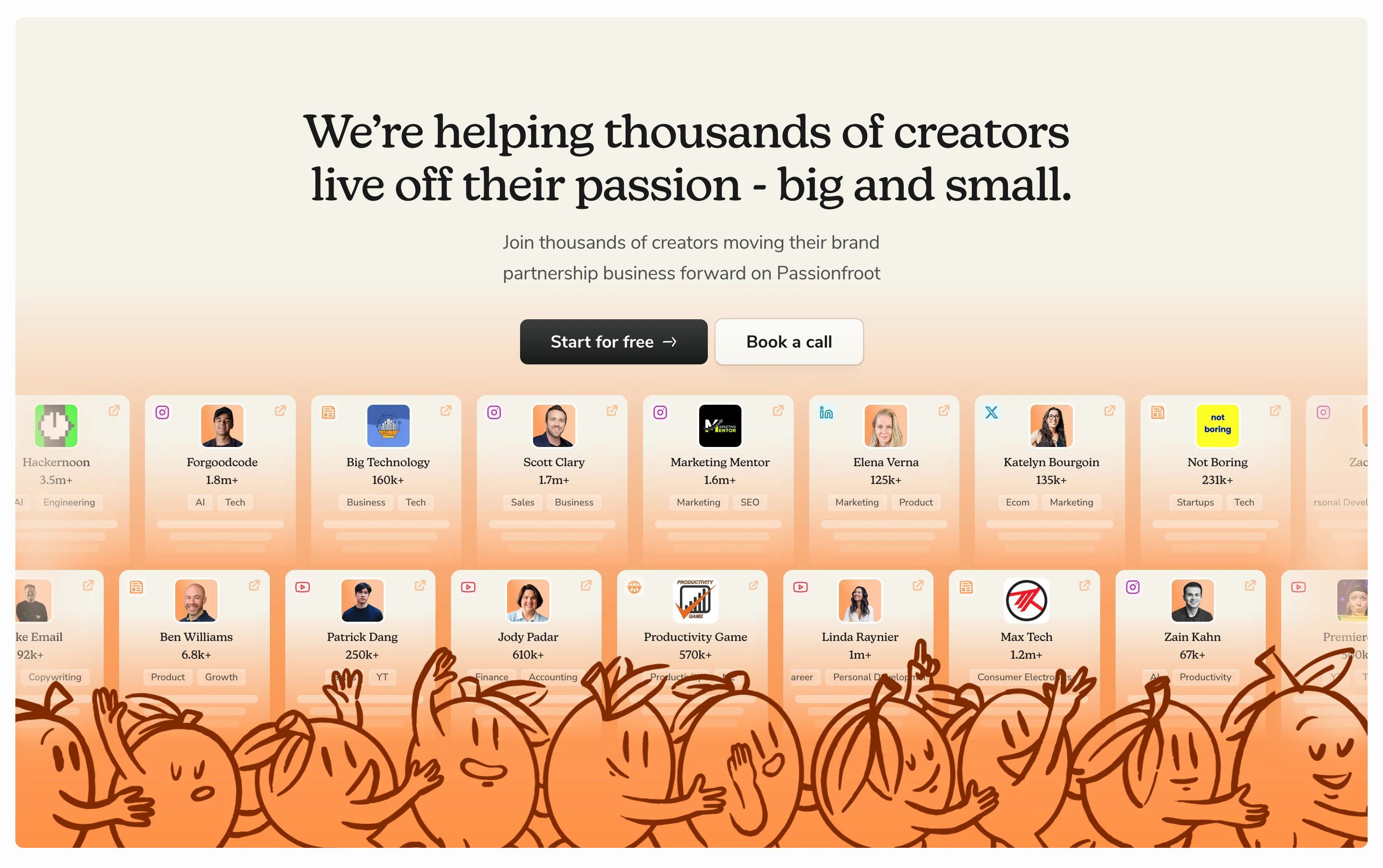 Passionfroot Creator Page Section Join CTA