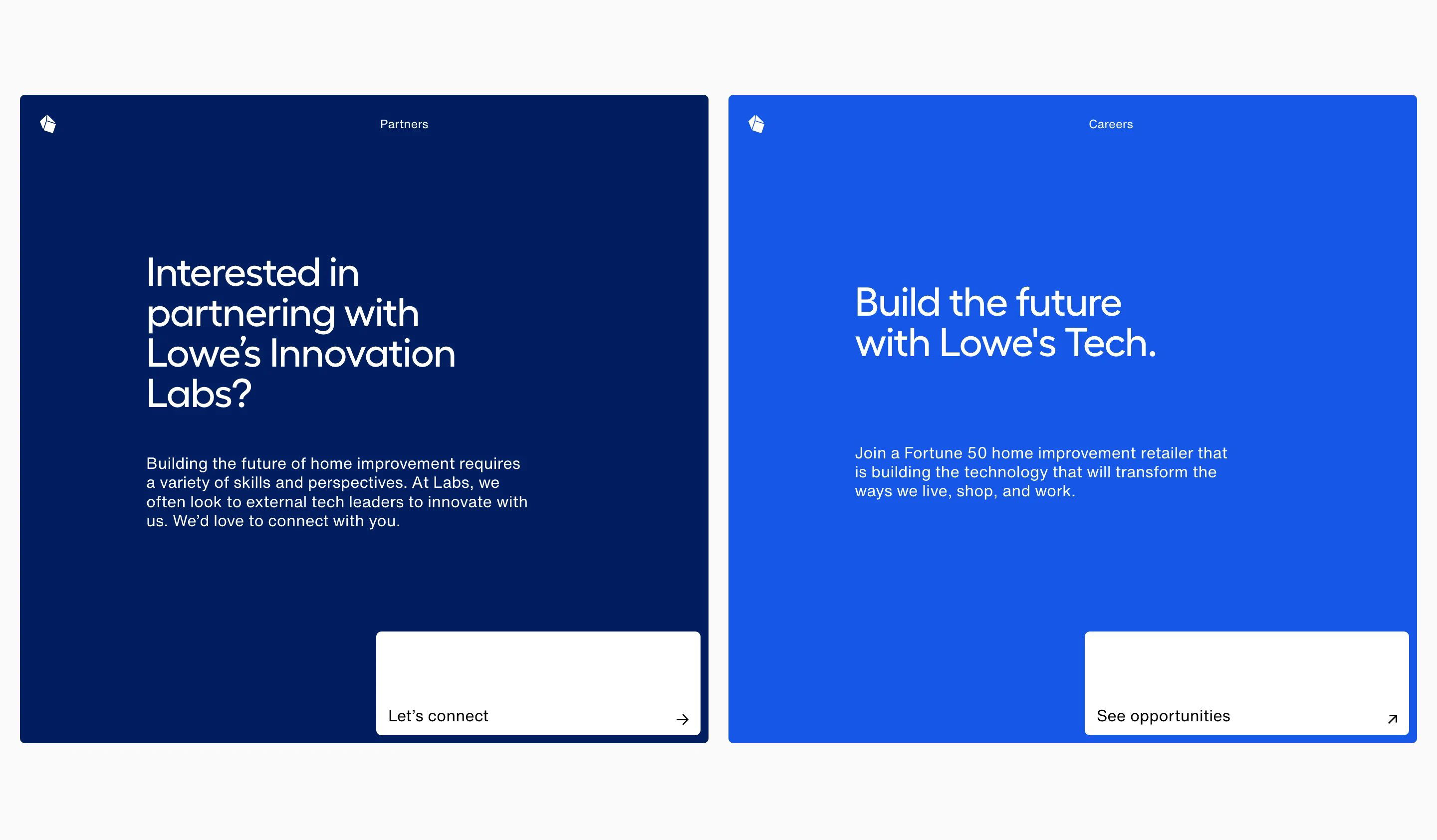Lowe's Innovation Labs Home Page Section Block Navigation