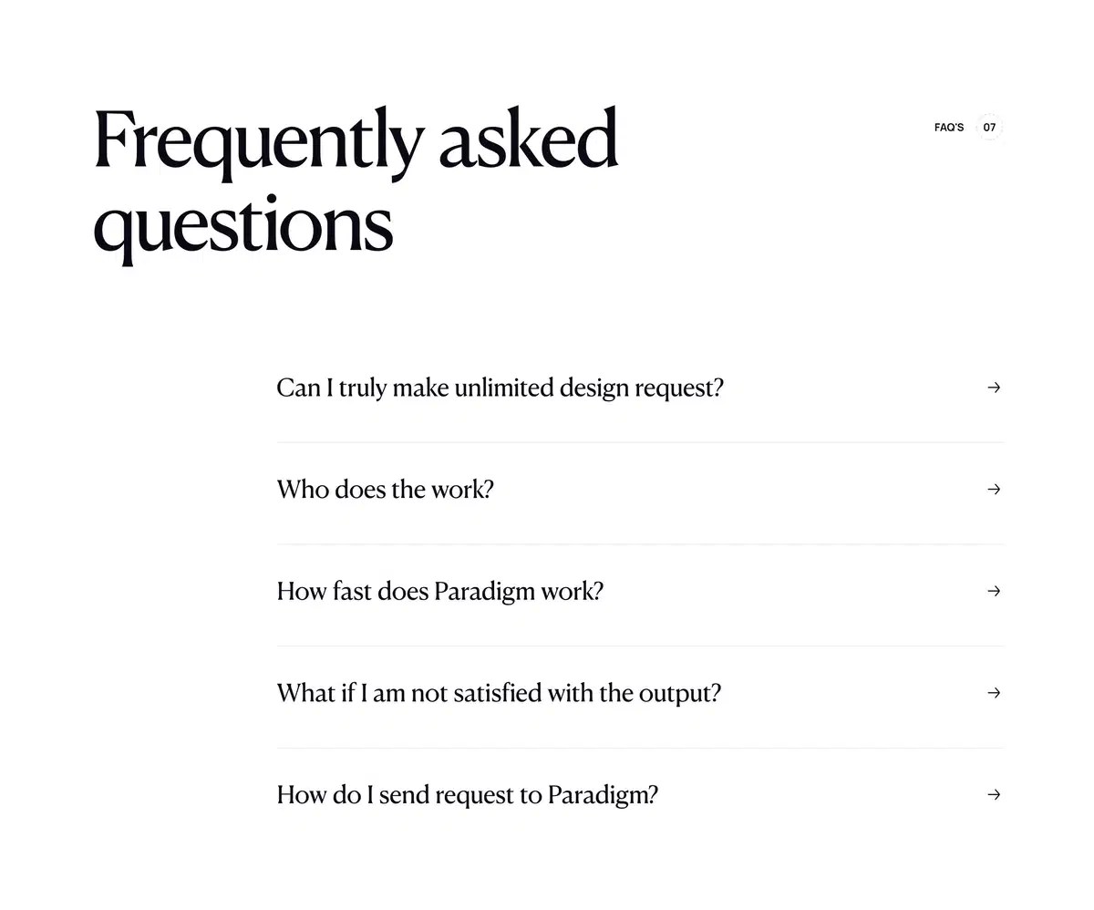 Paradigm Home Page Section FAQs