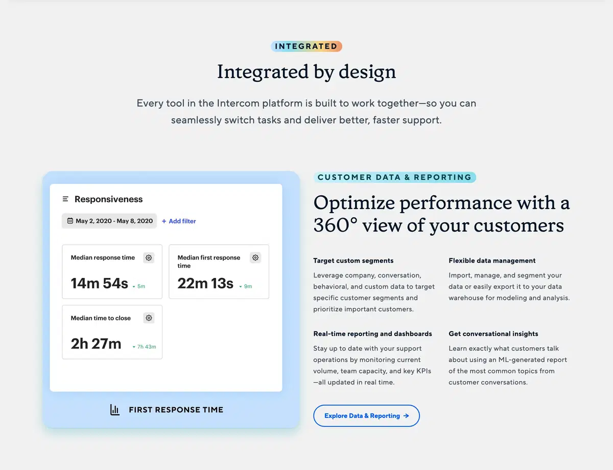 Intercom Platform Page Section Integrated Feature