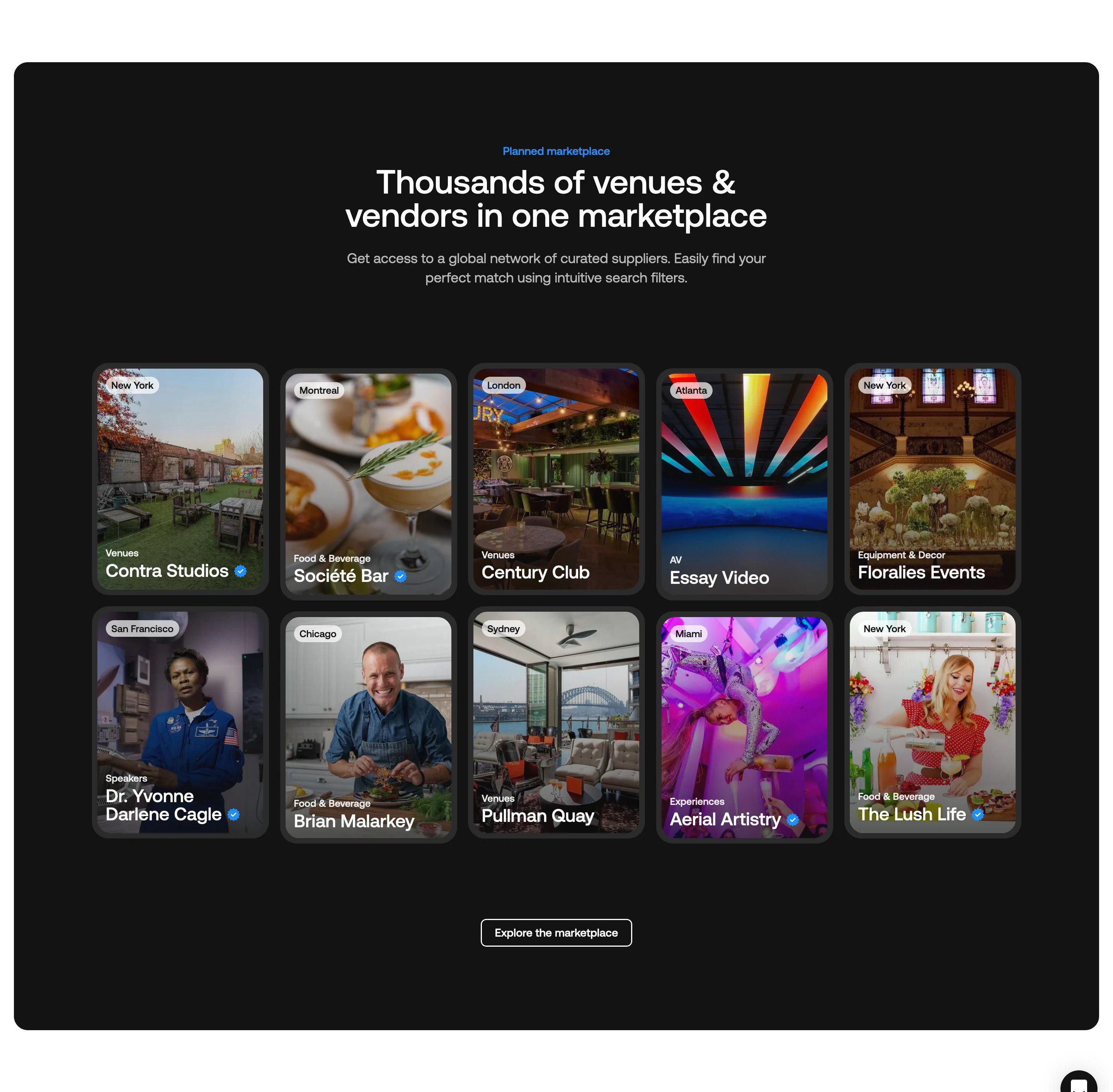 Planned Home Page Section Planned Marketplace