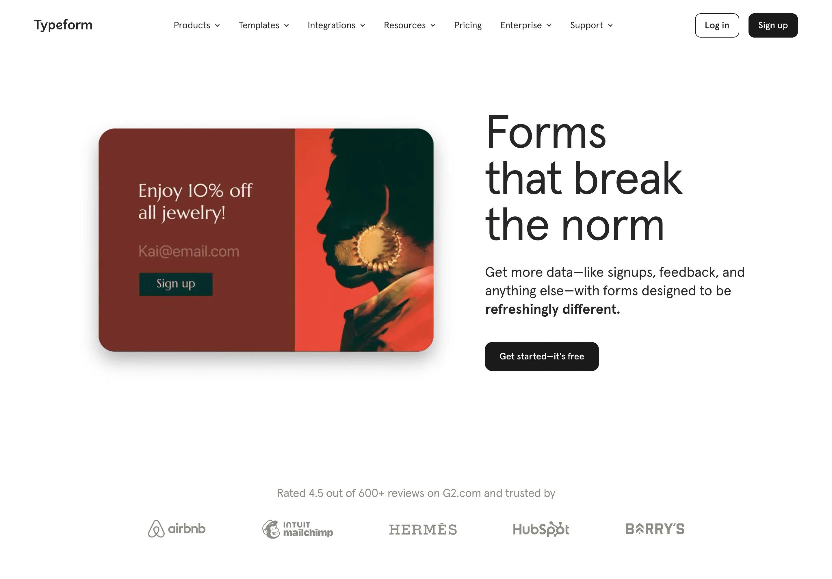 Typeform Home Page Section Hero