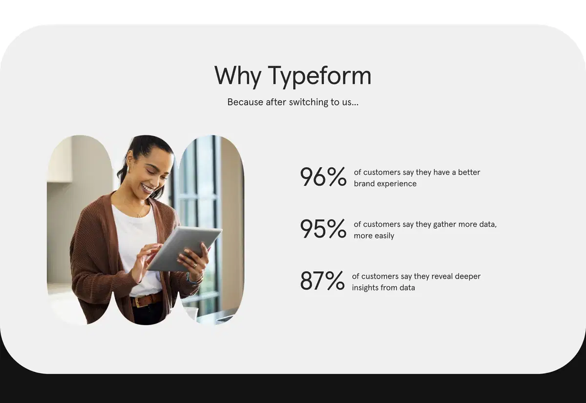 Typeform Home Page Section Statistics