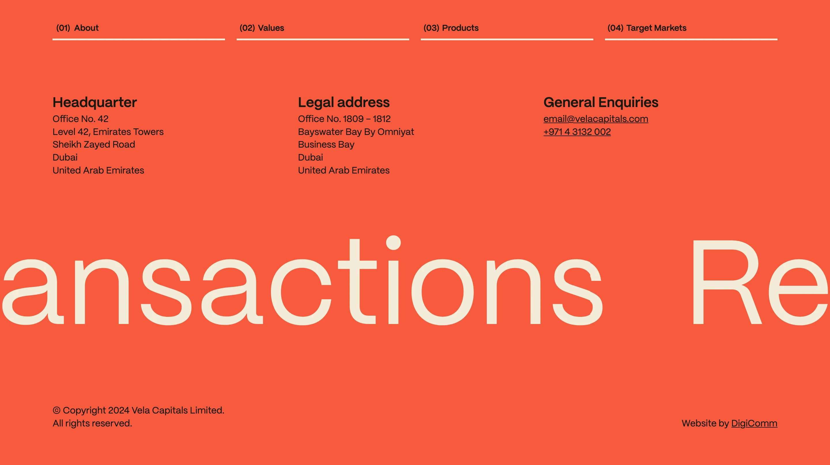 Vela Capitals Home Page Section Footer