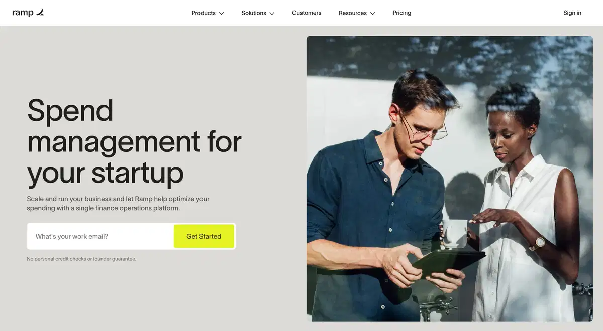 Ramp Startup Page Section Hero