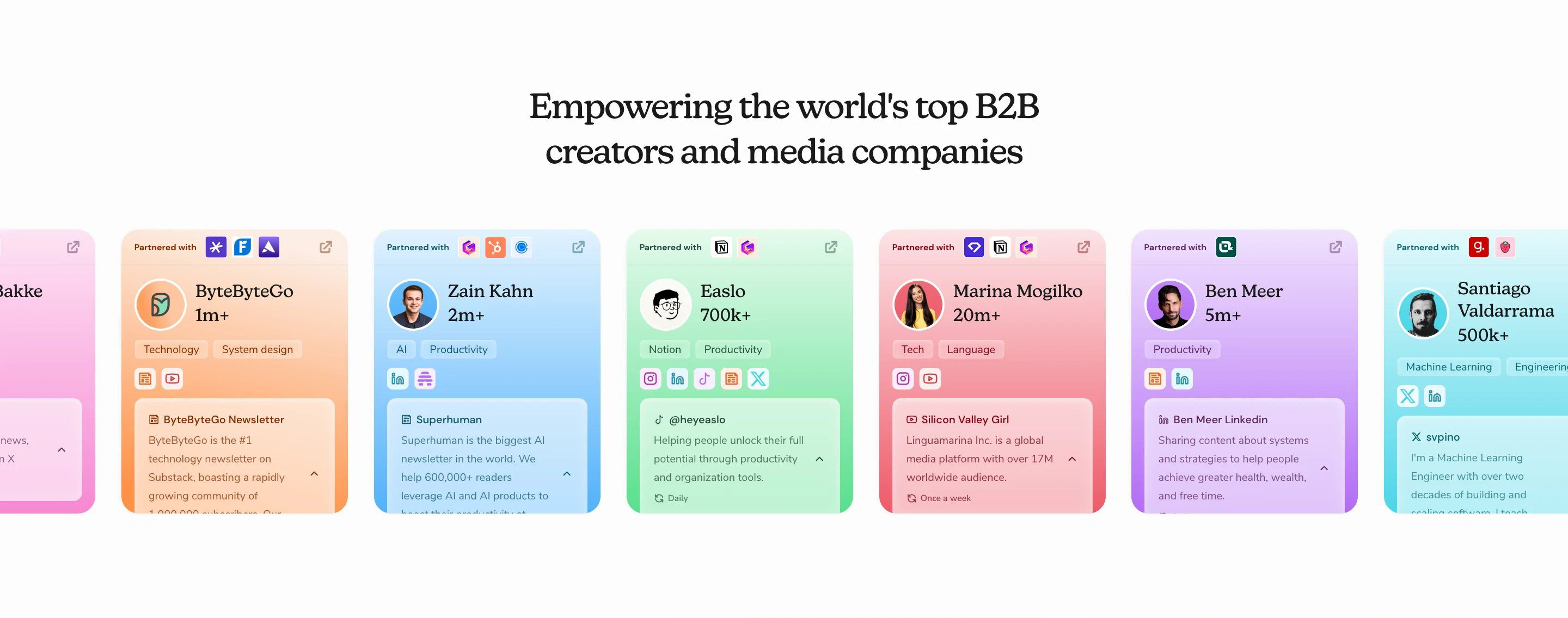 Passionfroot Creator Page Section Empowering Creators