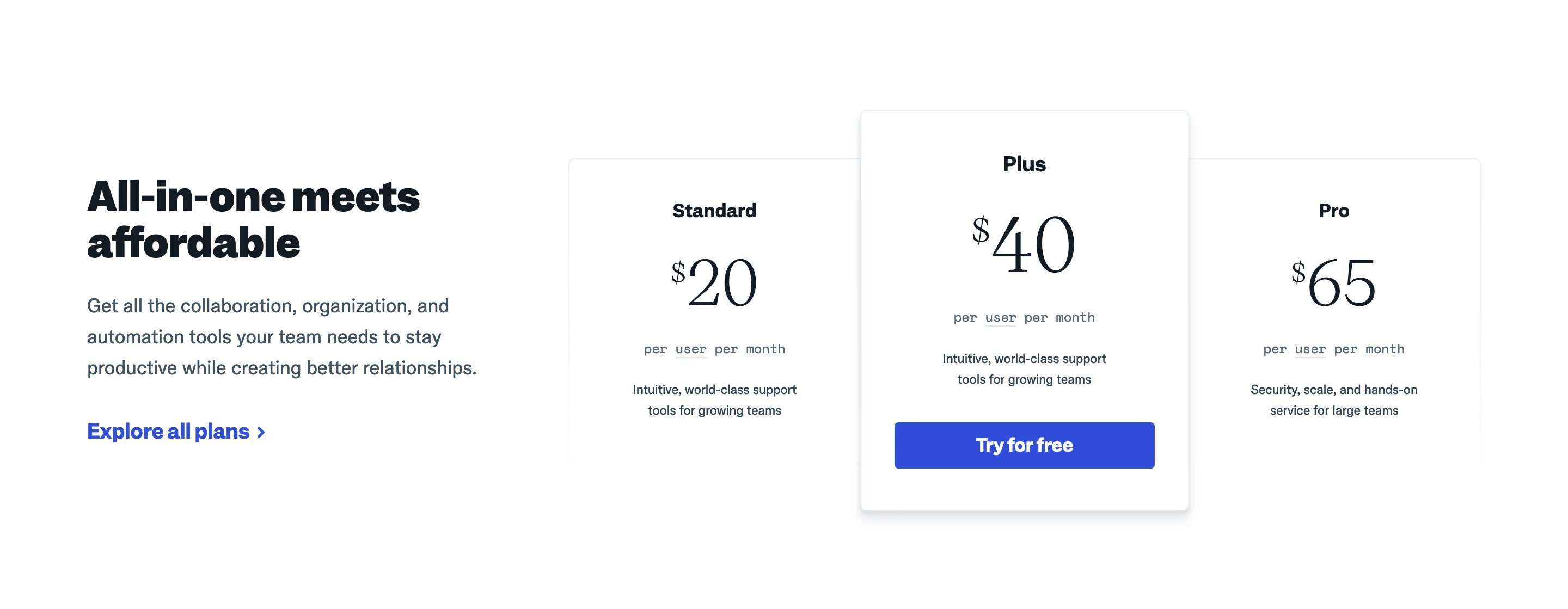 Help Scout Platform Page Section Pricing