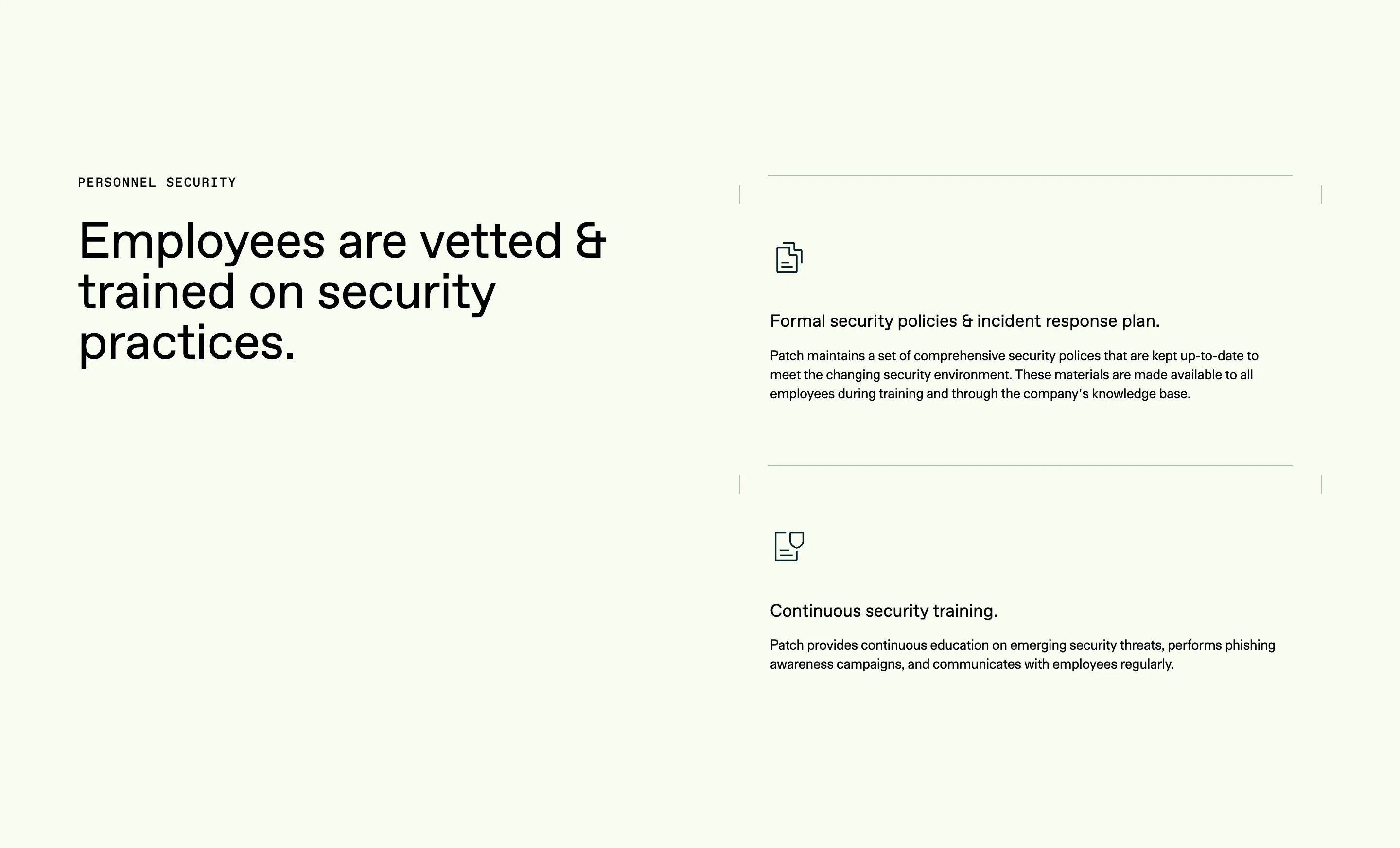 Patch Security Page Section Personnel Security
