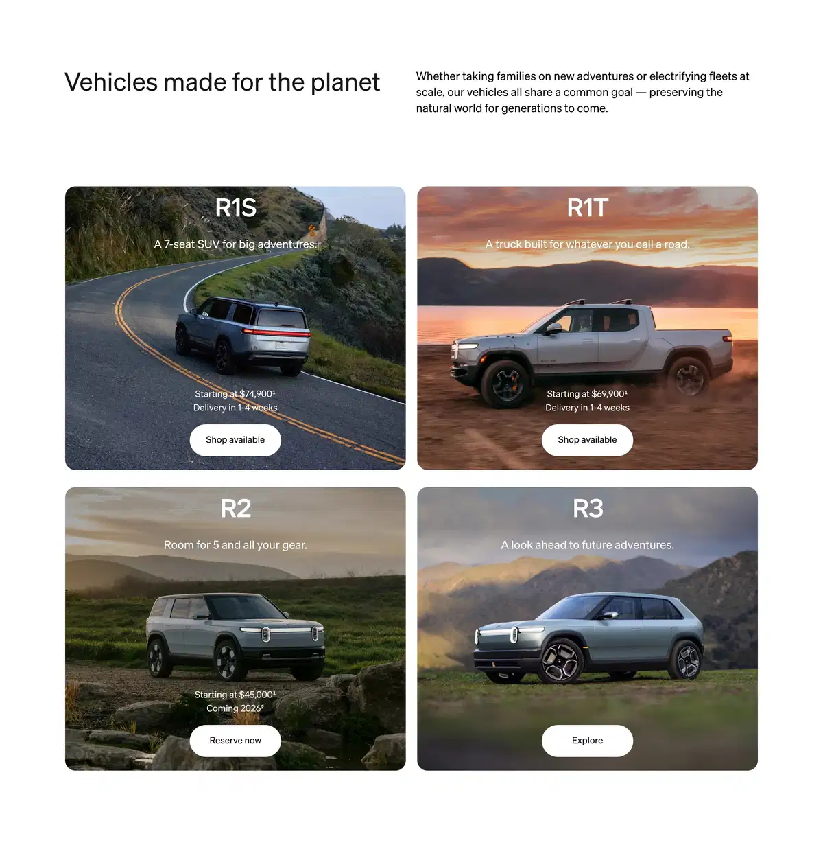 Rivian Home Page Section Vehicles Type