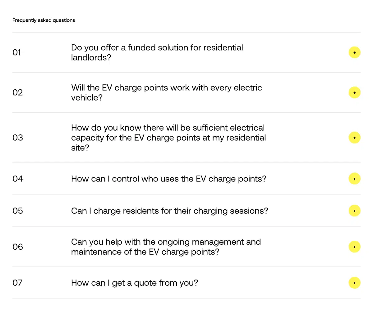 Energy Park Solutions Page Section FAQs