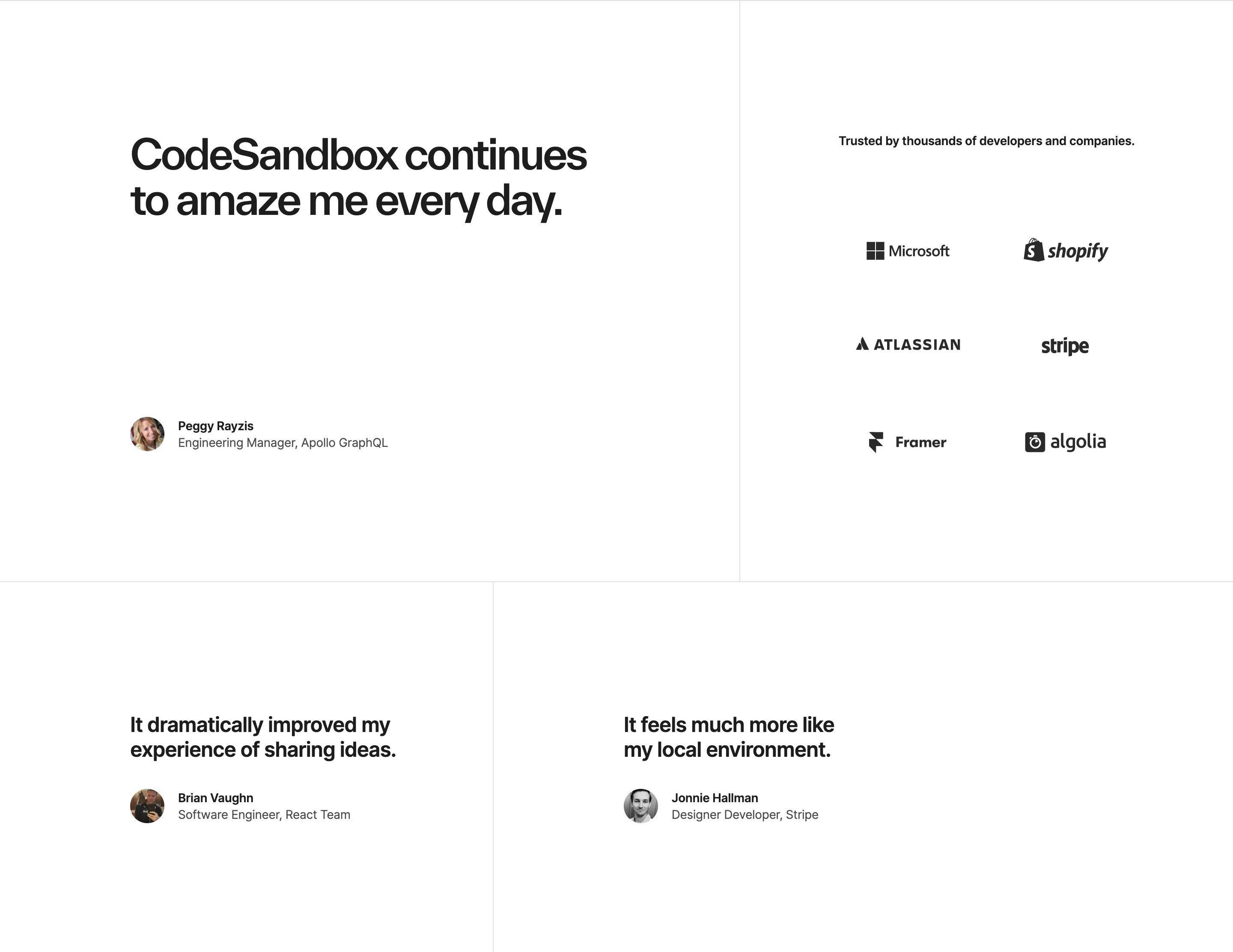 Codesandbox Features Page Section Testimonial