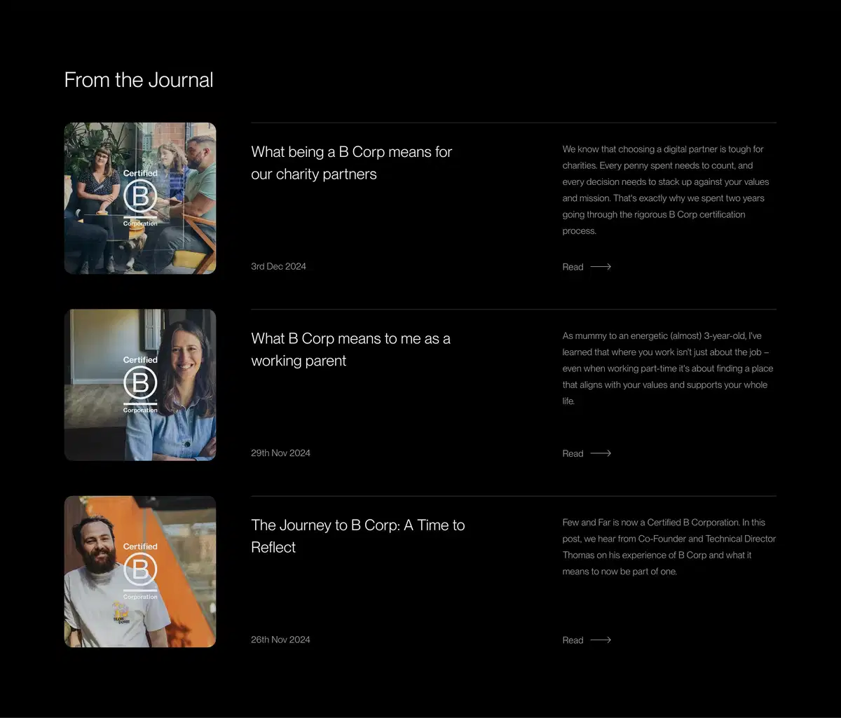 Few and Far Home Page Section Journal