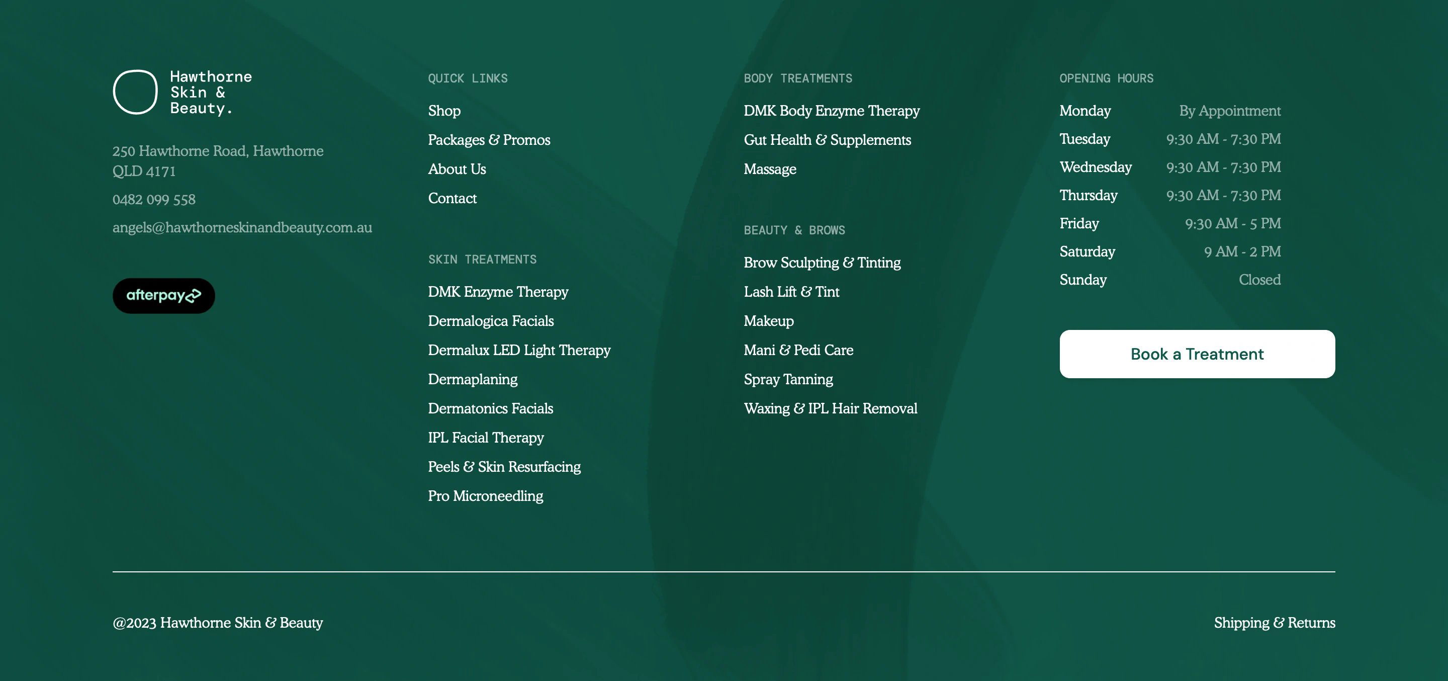 Hawthorne Skin Home Page Section Footer