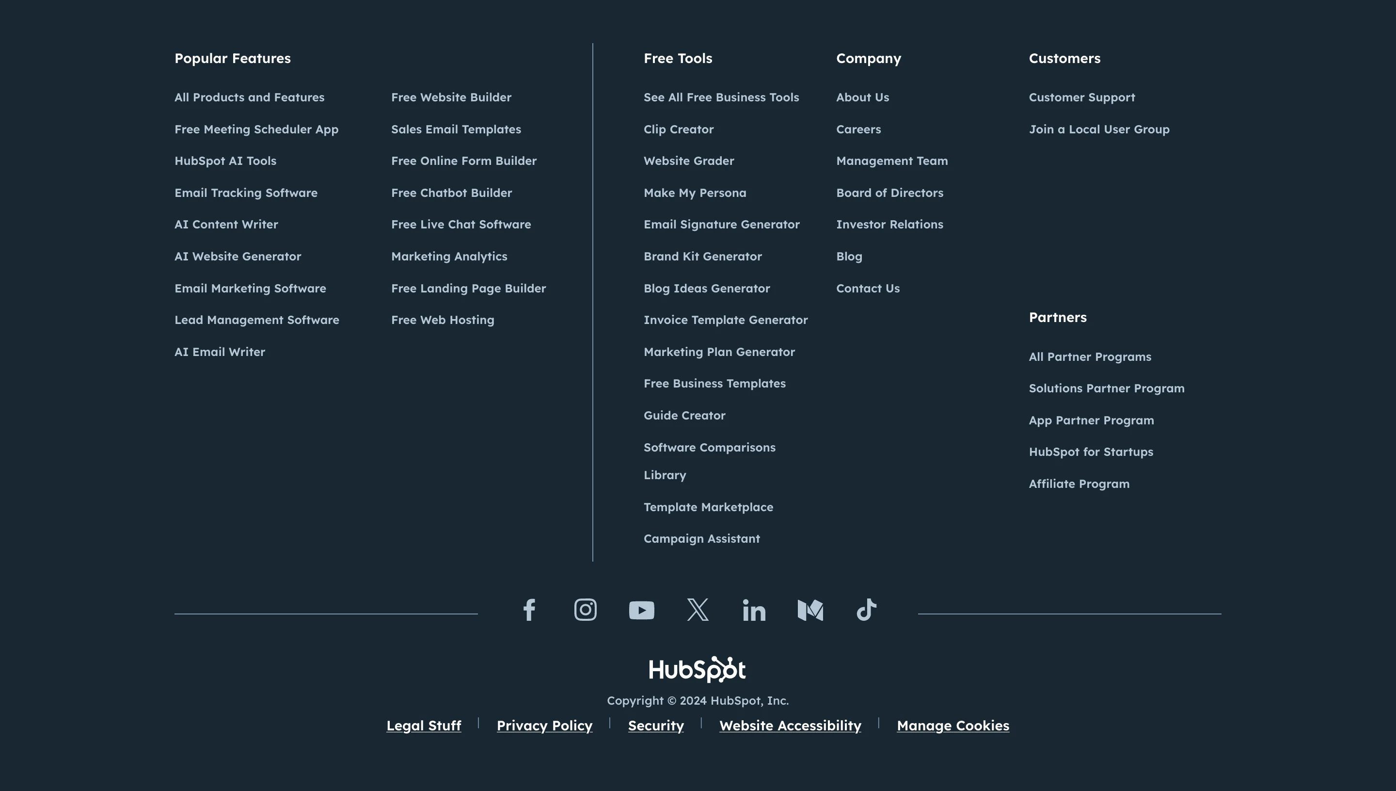 HubSpot Home Page Section Footer