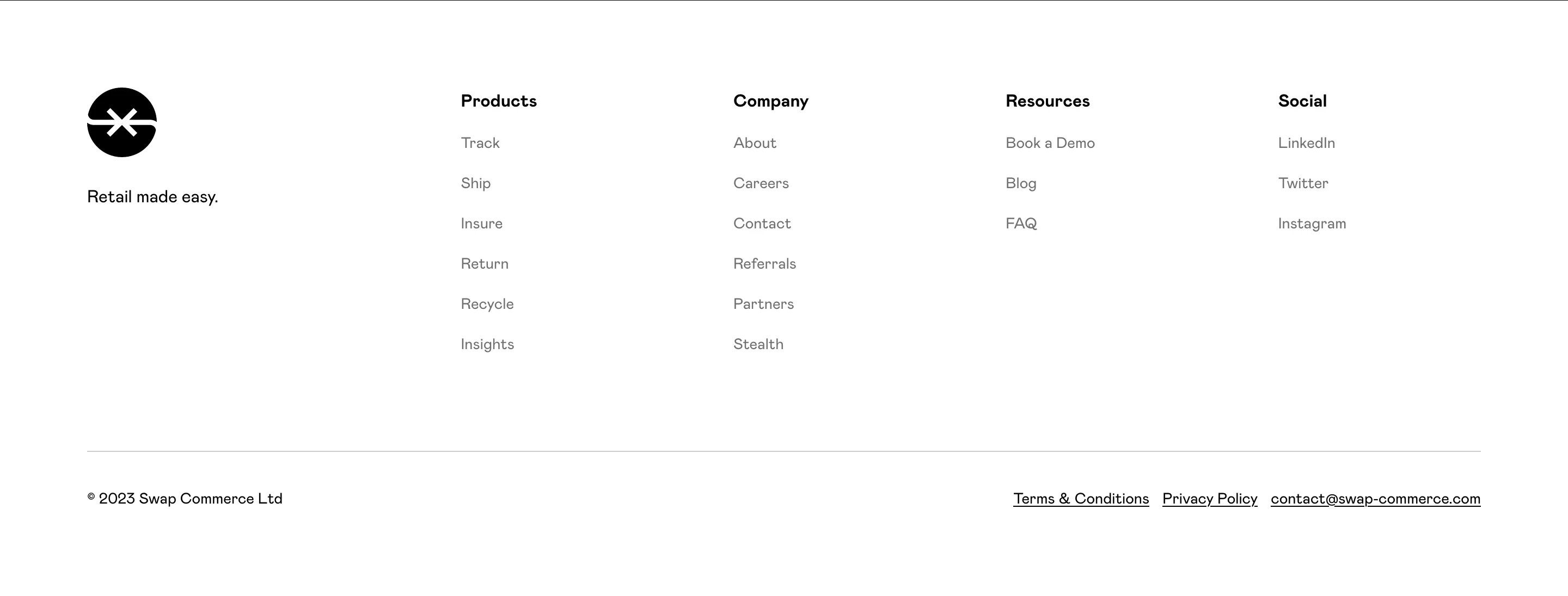 Swap Commerce Home Page Section Footer