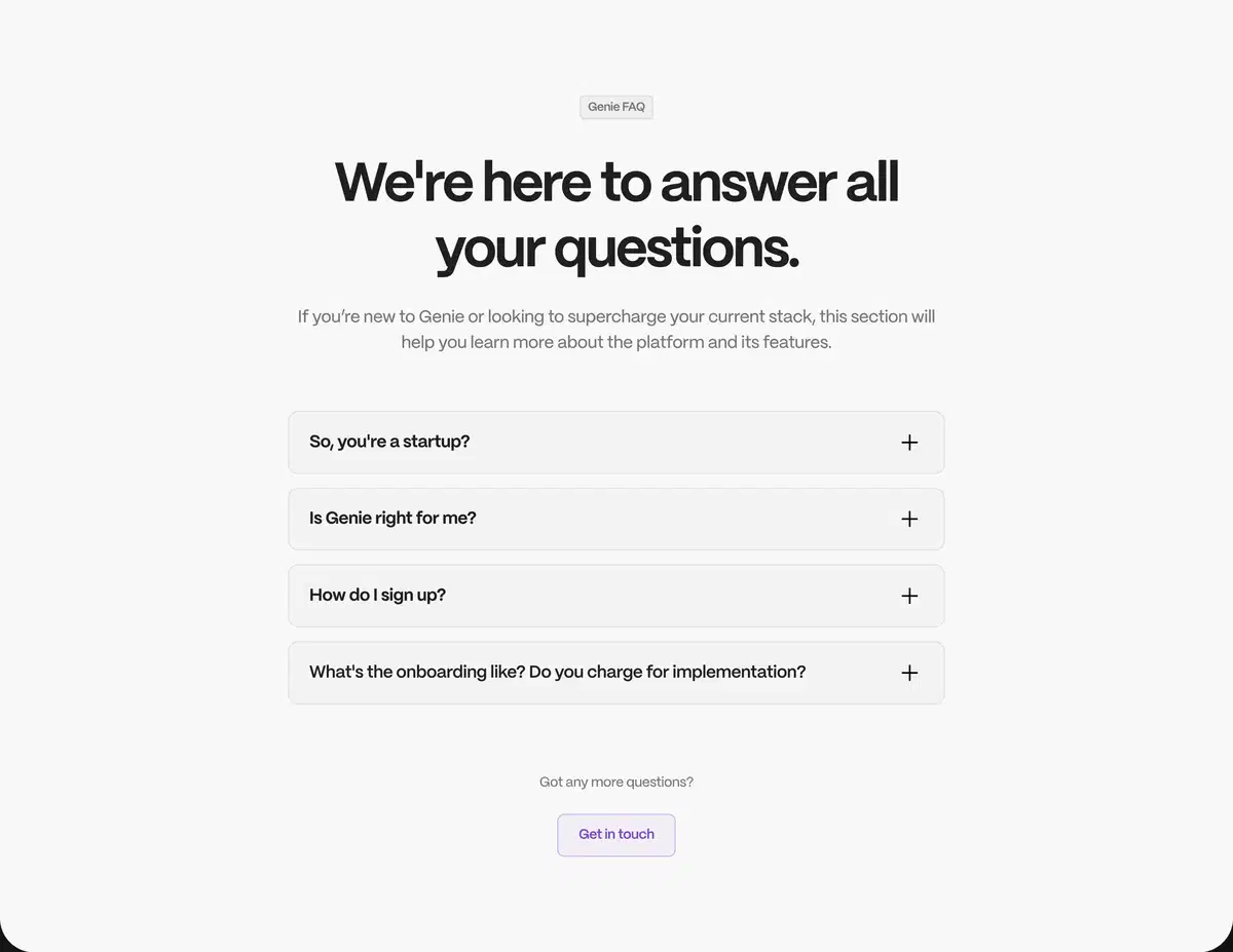 Genie Home Page Section FAQs