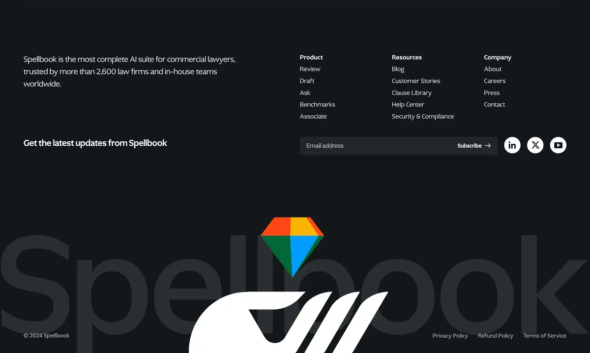 Spellbook Home Page Section Footer