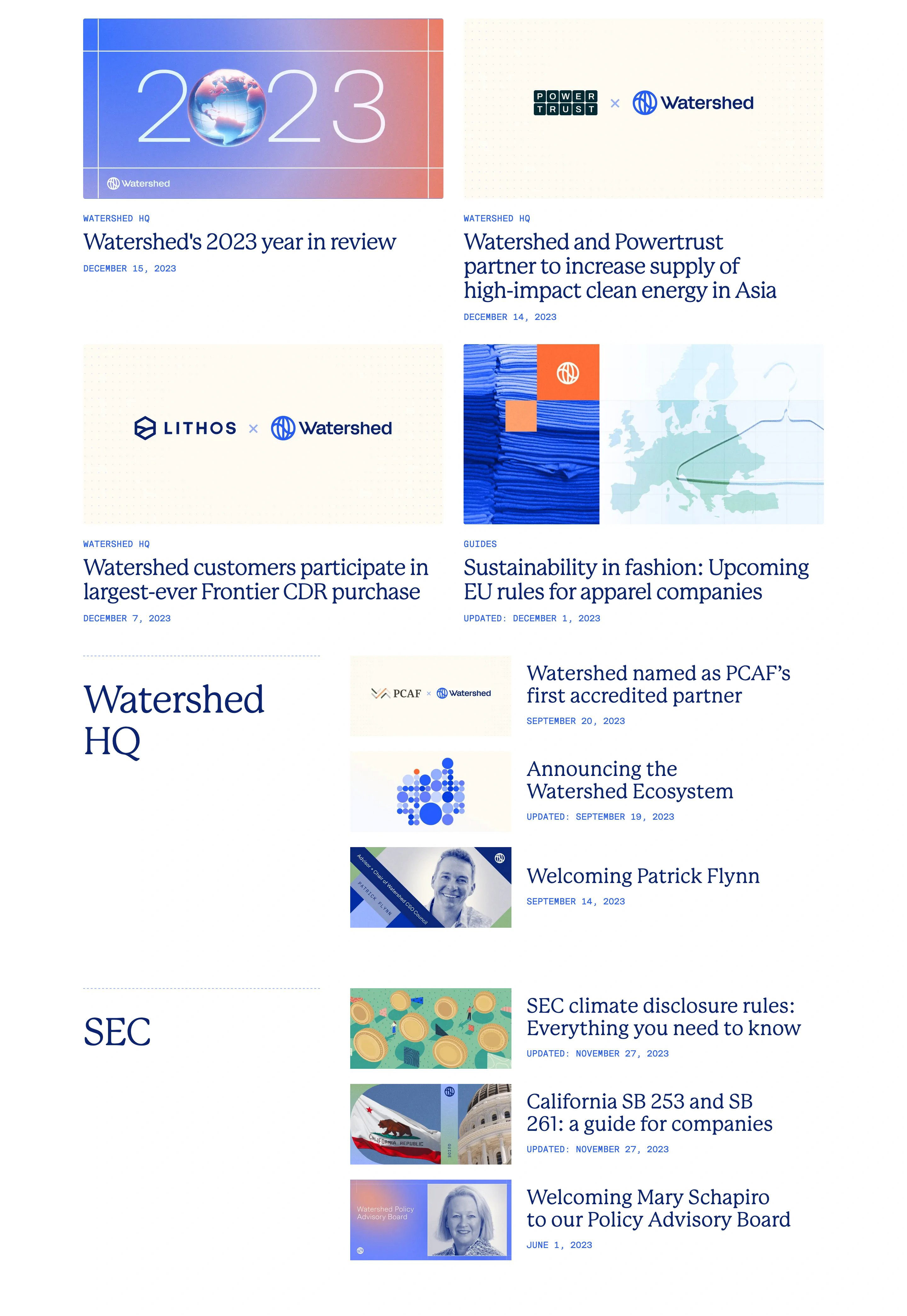 Watershed Blog Page Section Articles