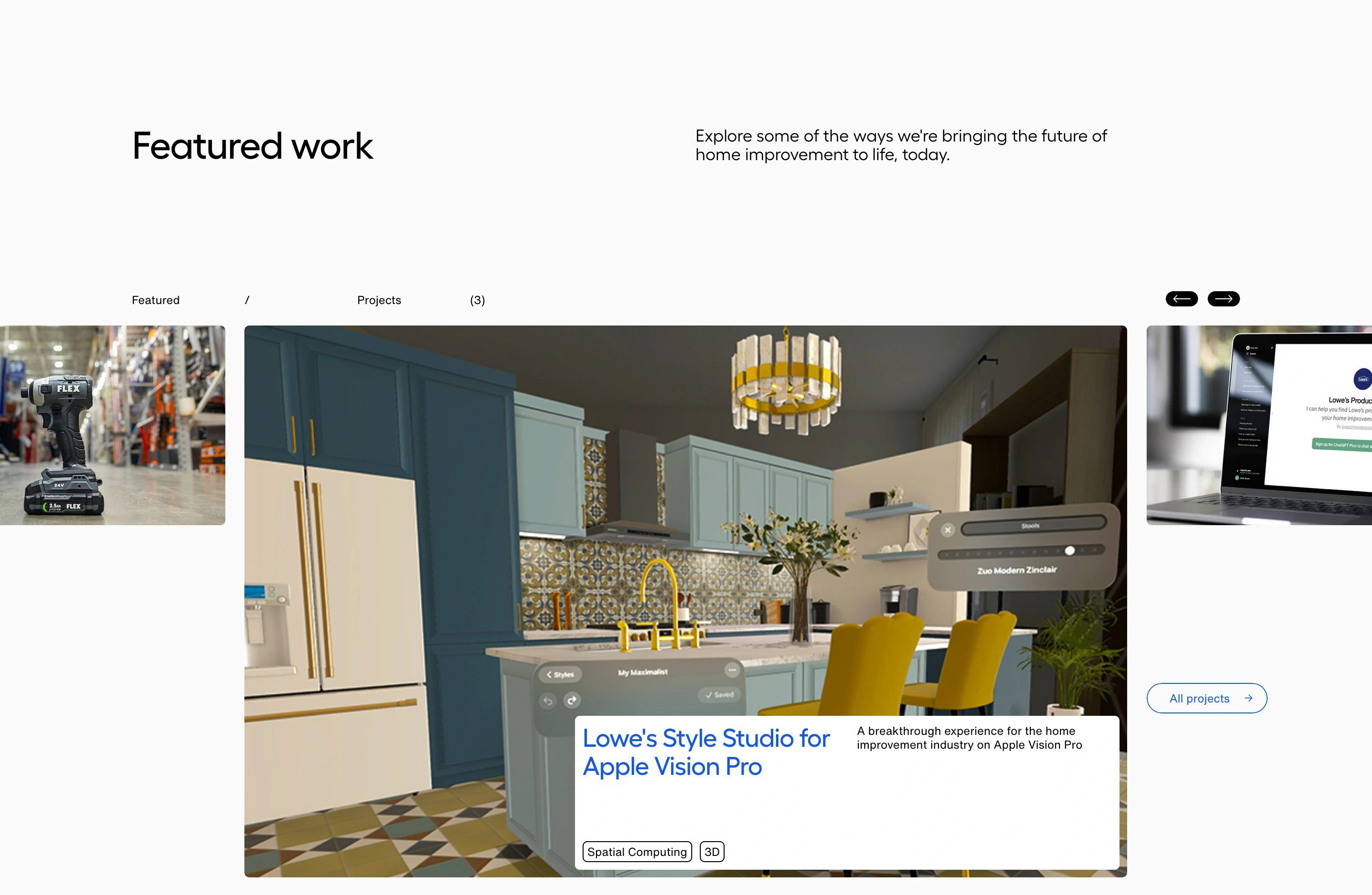 Lowe's Innovation Labs Home Page Section Featured Work
